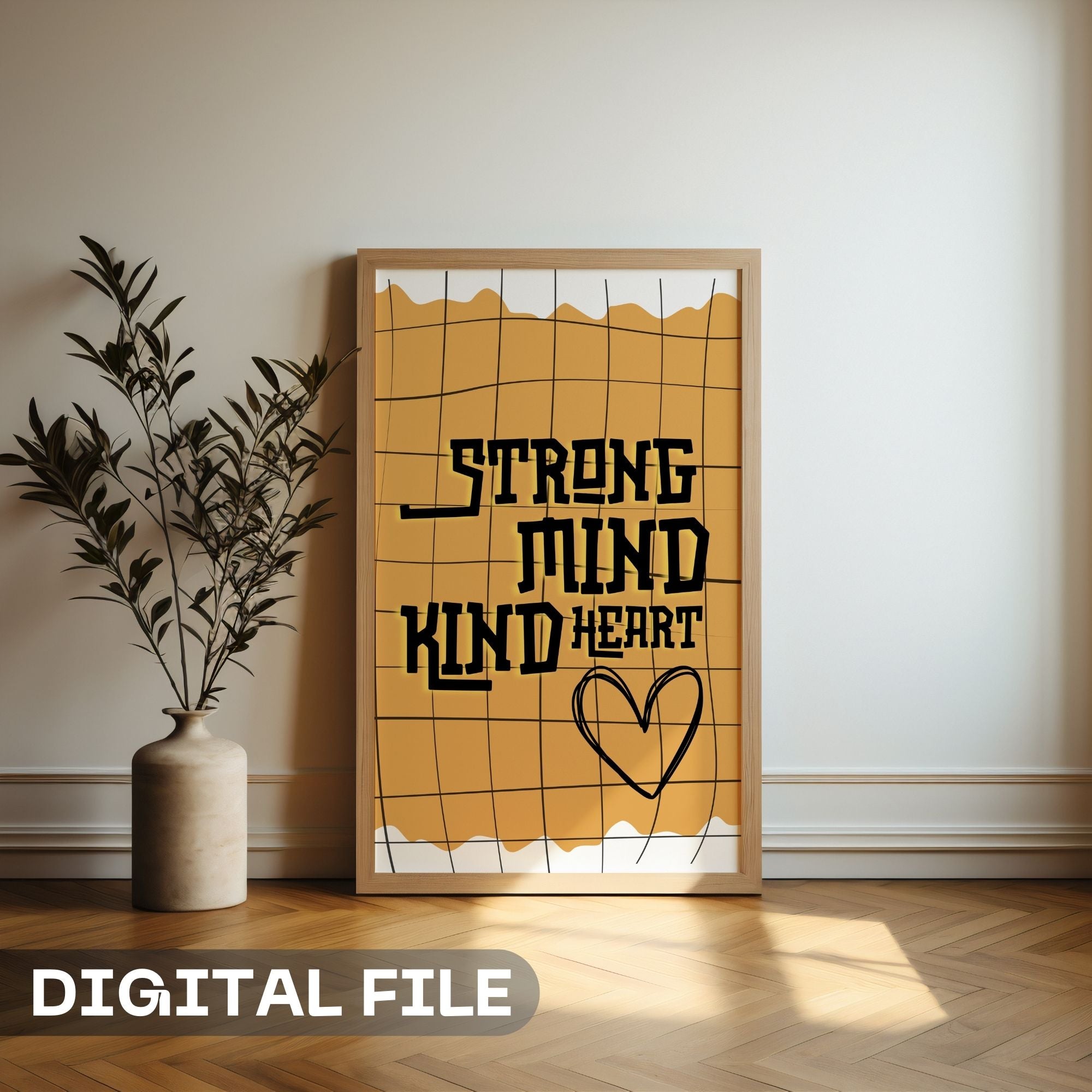 Strong Mind Kind Heart - Modern Abstract Grid Wall Art