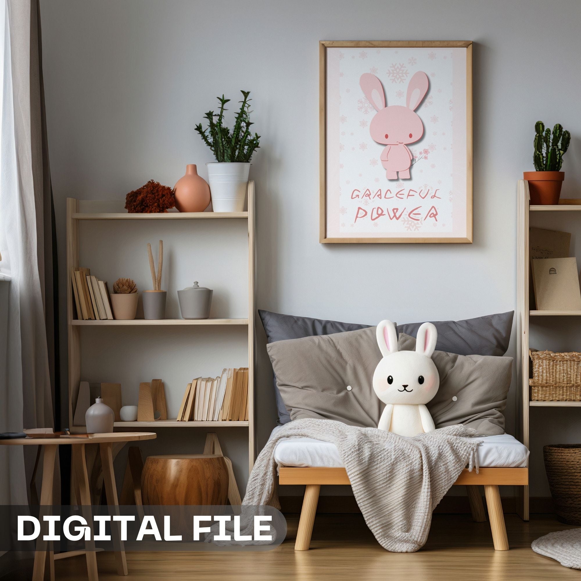 Graceful Power - Minimalist Bunny Winter Wall Art