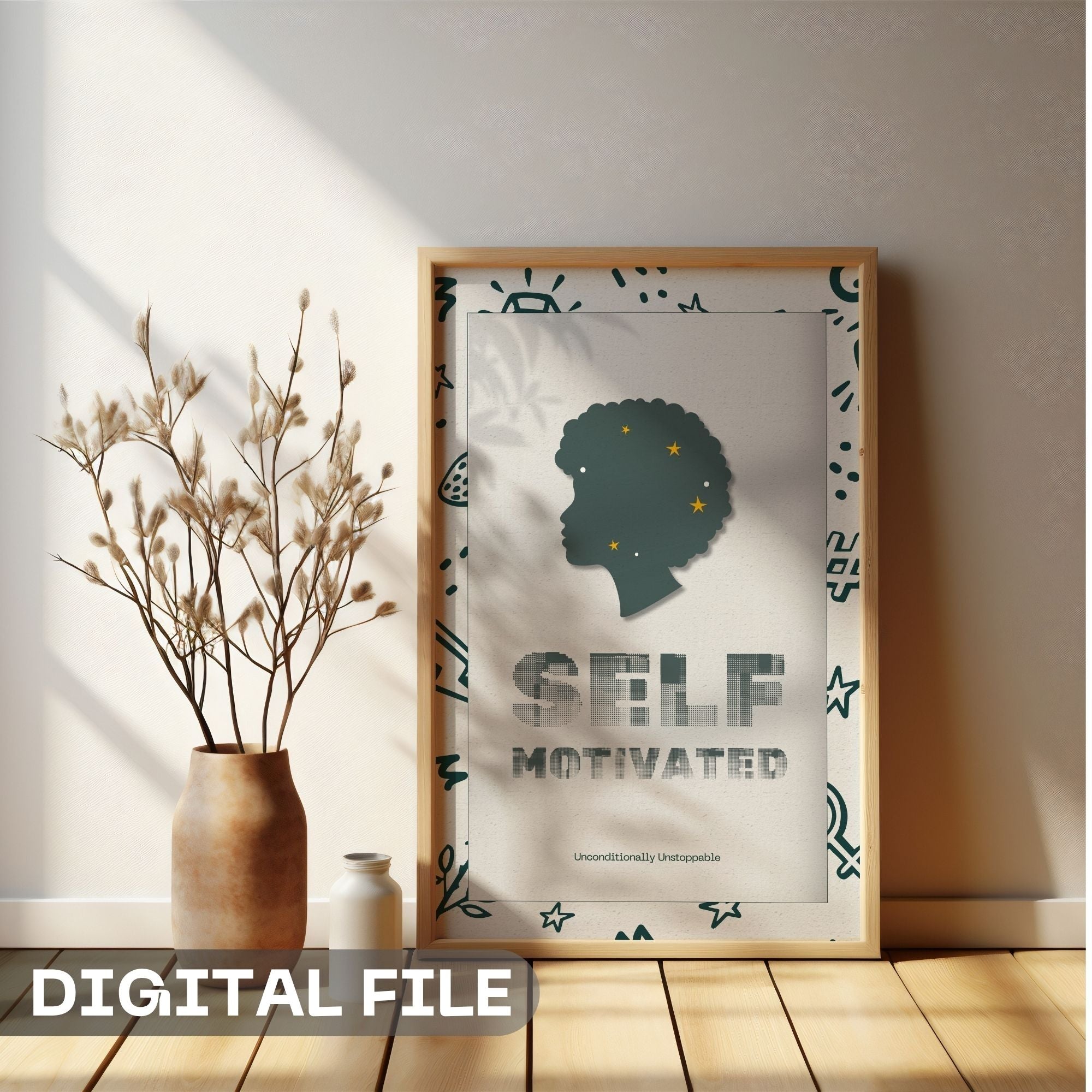 Self Motivated - Modern African American Empowerment Wall Art