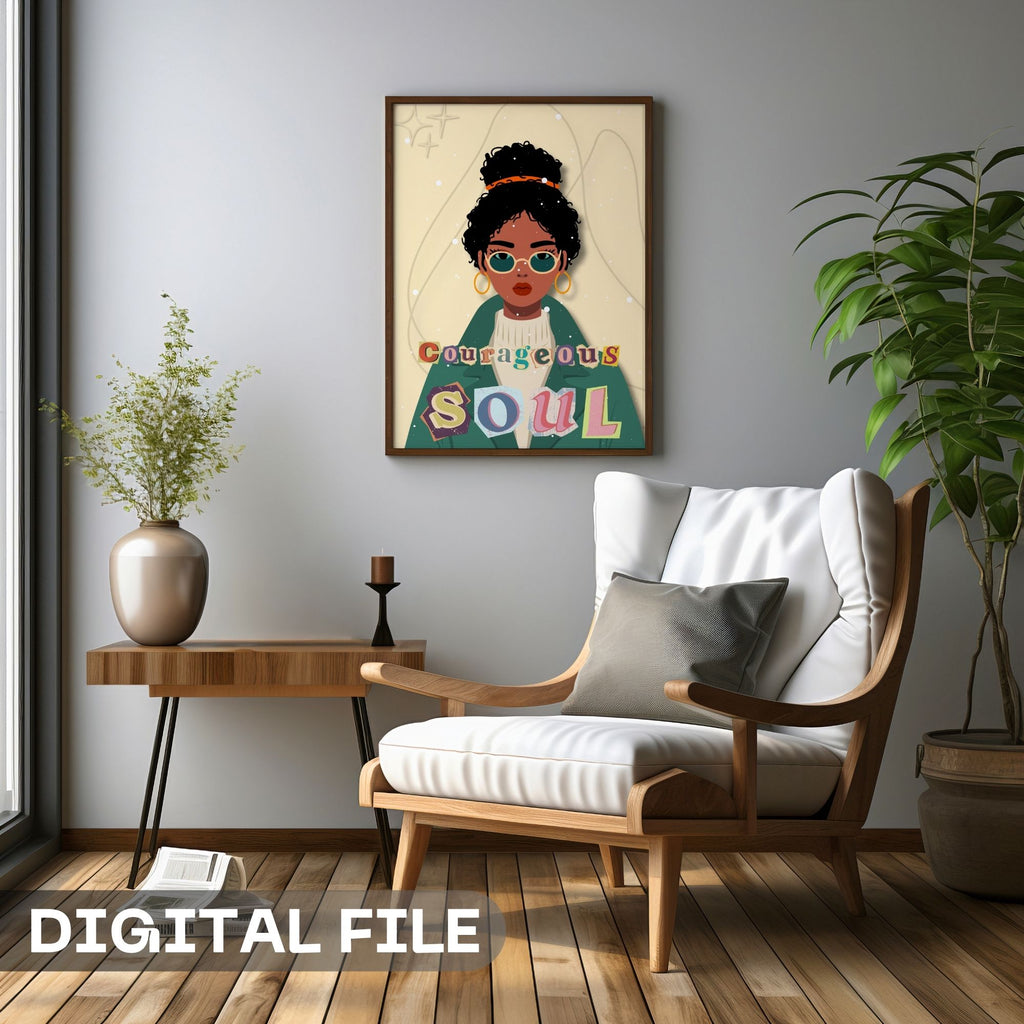 Courageous Soul - Retro African American Empowerment Wall Art | Soulful Portrait Poster