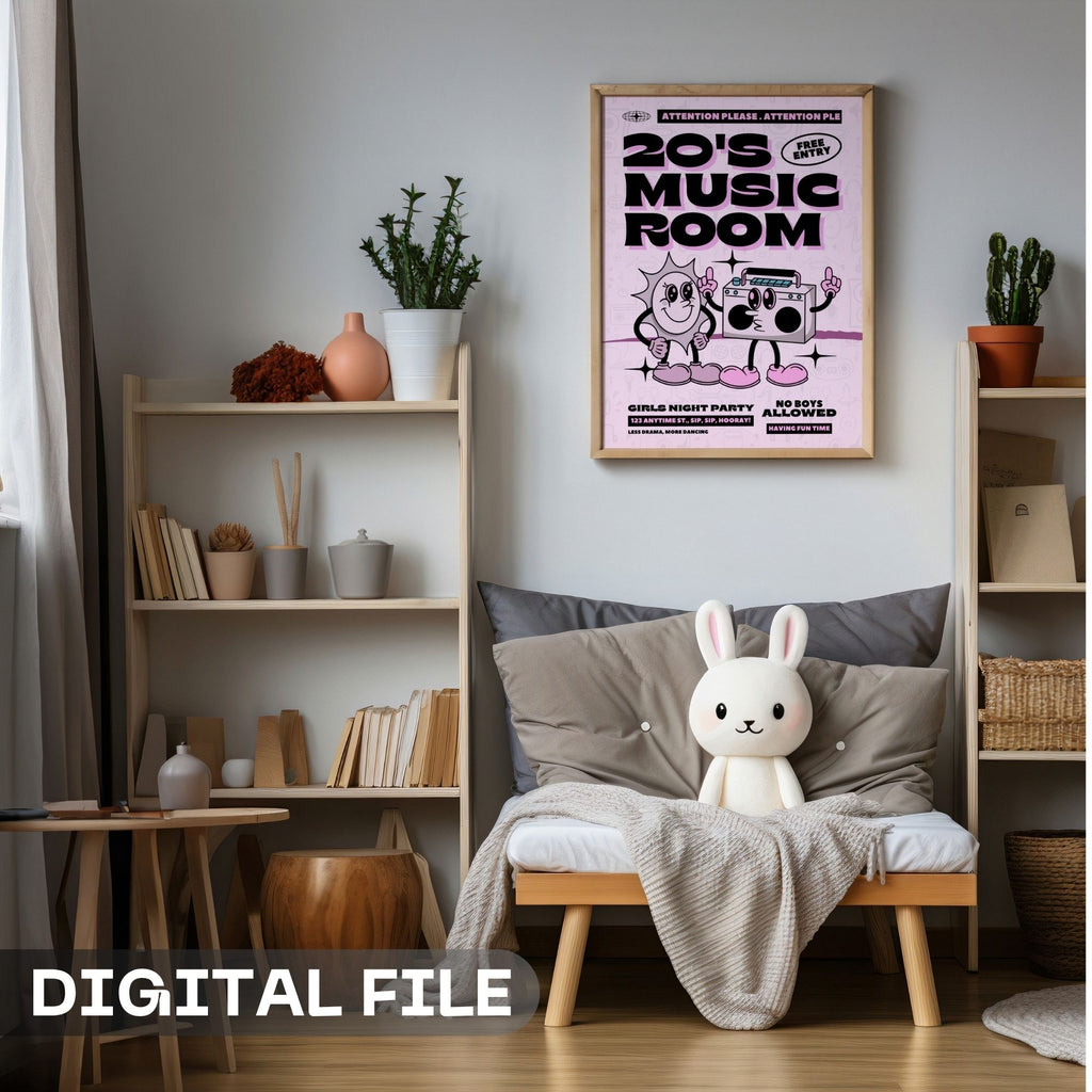 20's Music Room - Retro Girls Night Party Wall Art