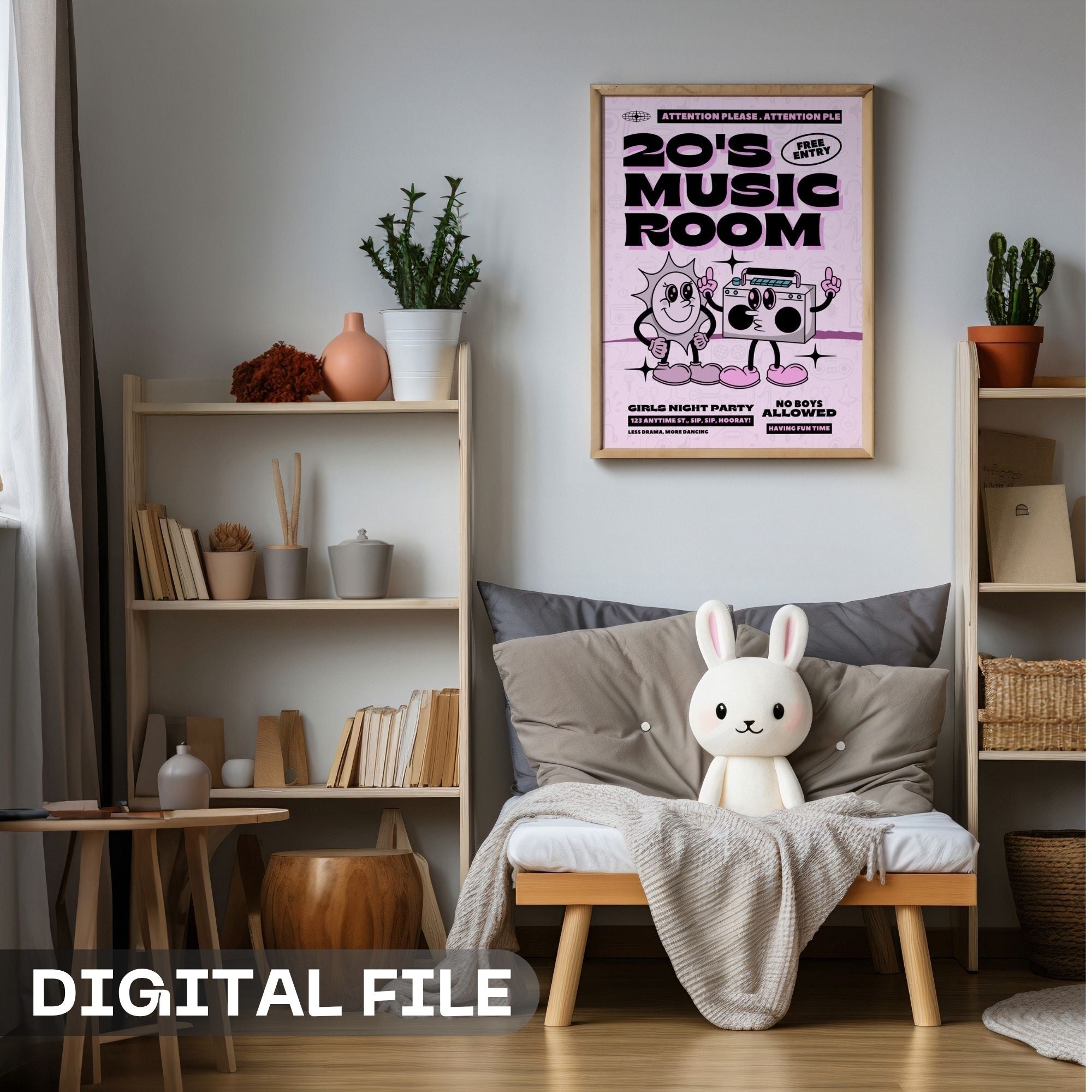 20's Music Room - Retro Girls Night Party Wall Art