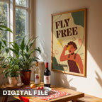 Fly Free - Retro Adventure Empowerment Wall Art