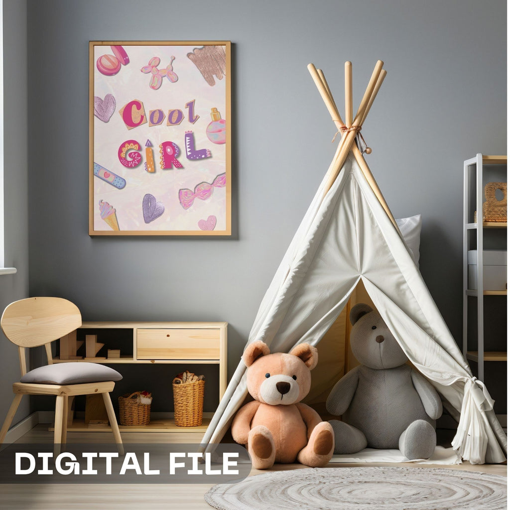 Cool Girl - Playful Teen Room Wall Art Print | Fun Typography Poster