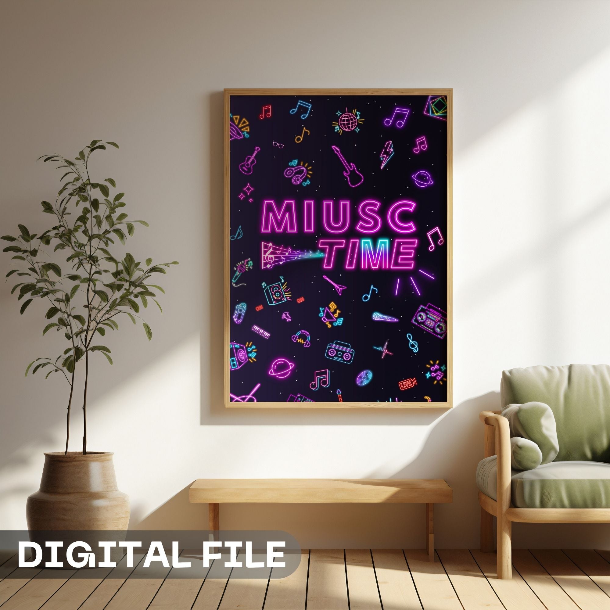Music Time Neon Wall Art