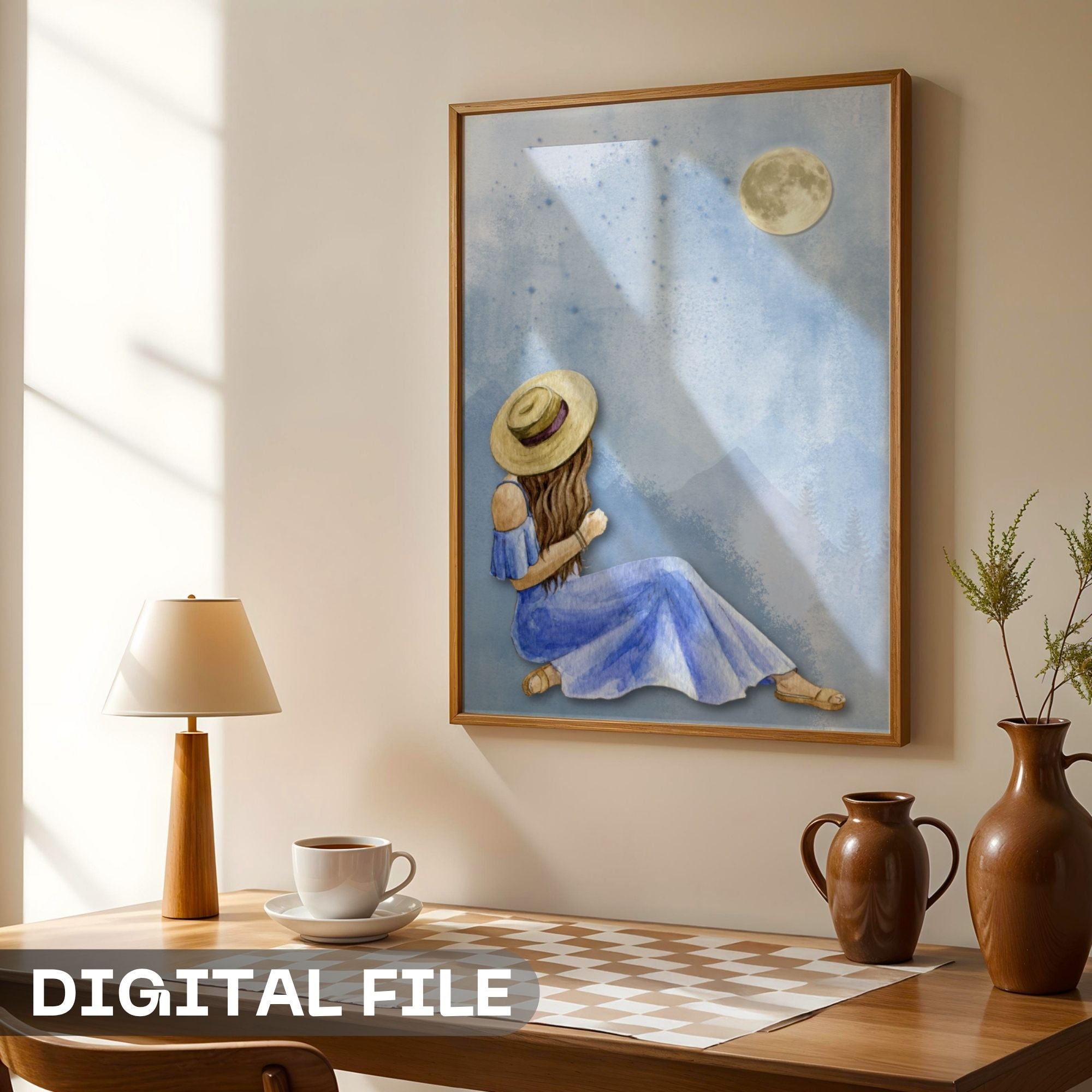 Moonlit Serenity - Mother &amp; Child Peaceful Moment Wall Art