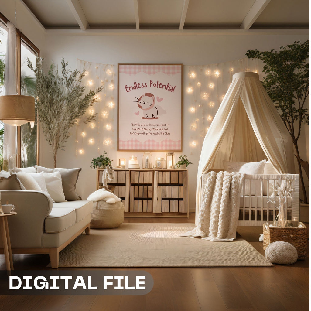 Endless Potential - Inspirational Kawaii Cat Wall Art