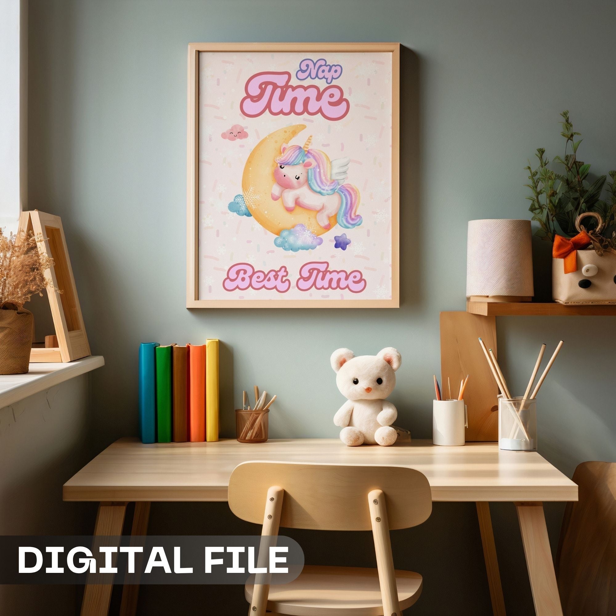 Nap Time Best Time - Dreamy Unicorn Nursery Wall Art