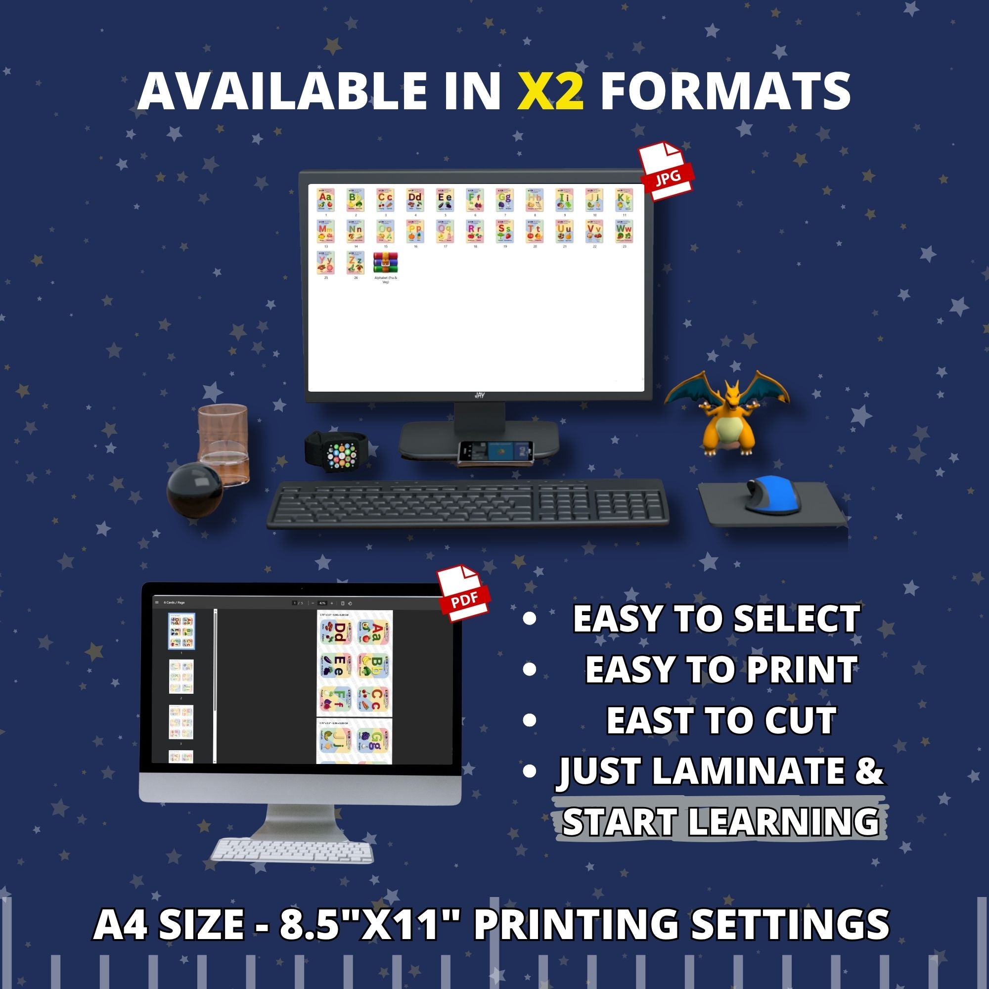 Fruits & Vegetables Alphabet Flashcards V1