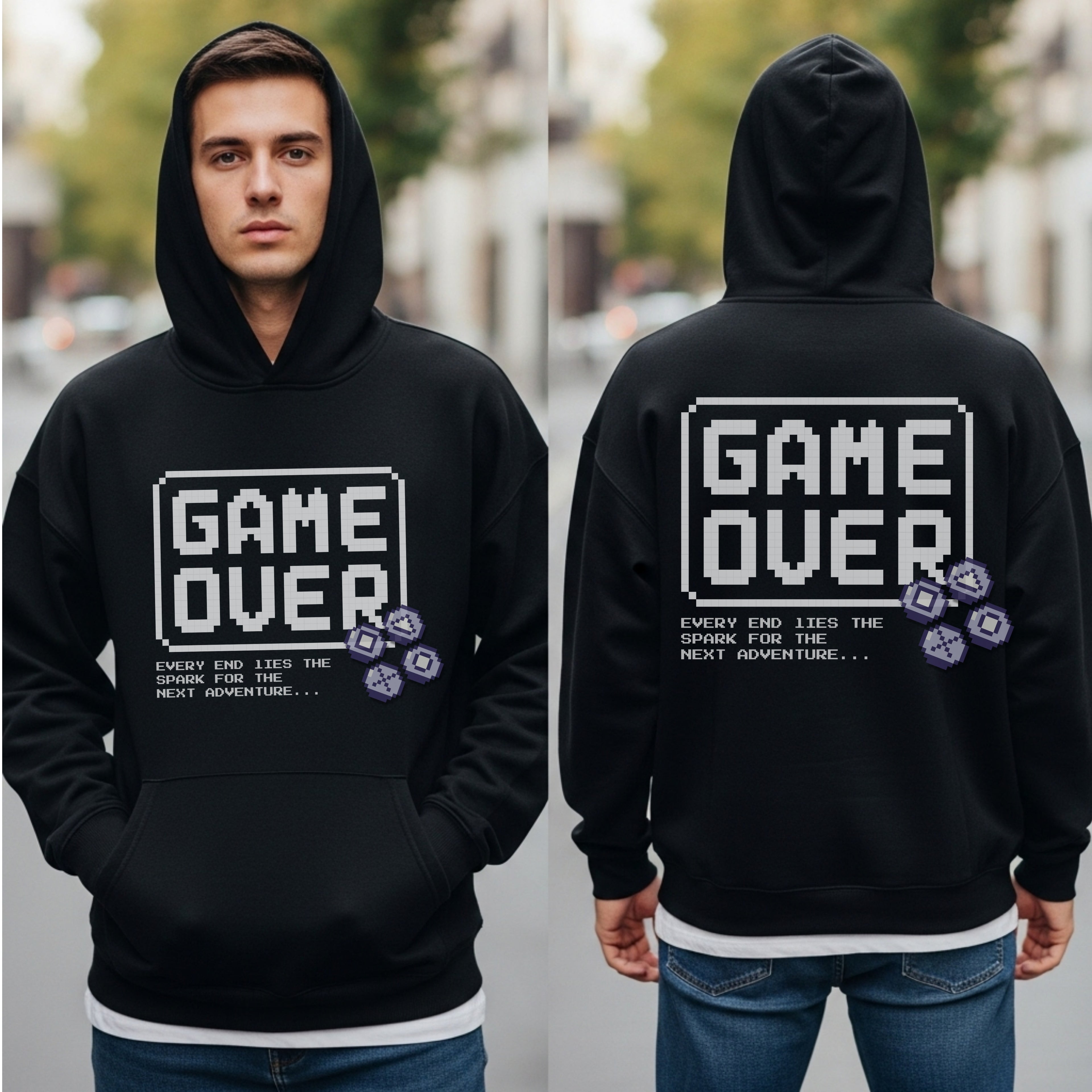 Game Over Every End Lies The Spark For Next Adventure - Retro Gaming Statement Artwork