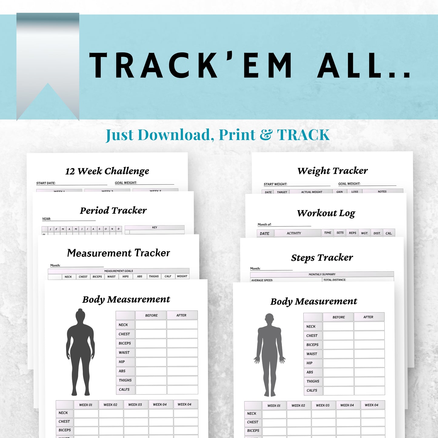 Fitness Planner & Trackers Bundle