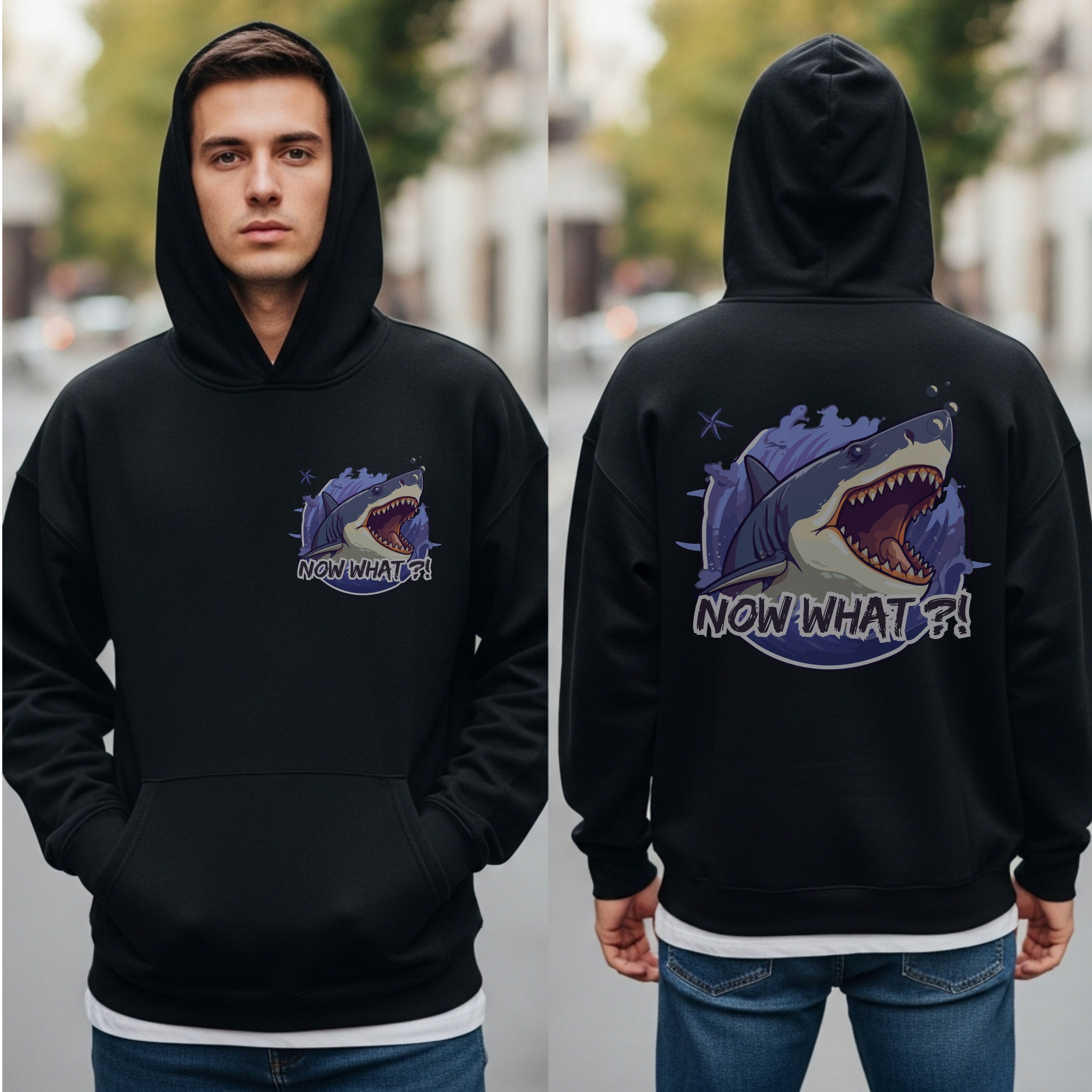 Now What Shark - Funny Ocean Adventure Statement Artwork