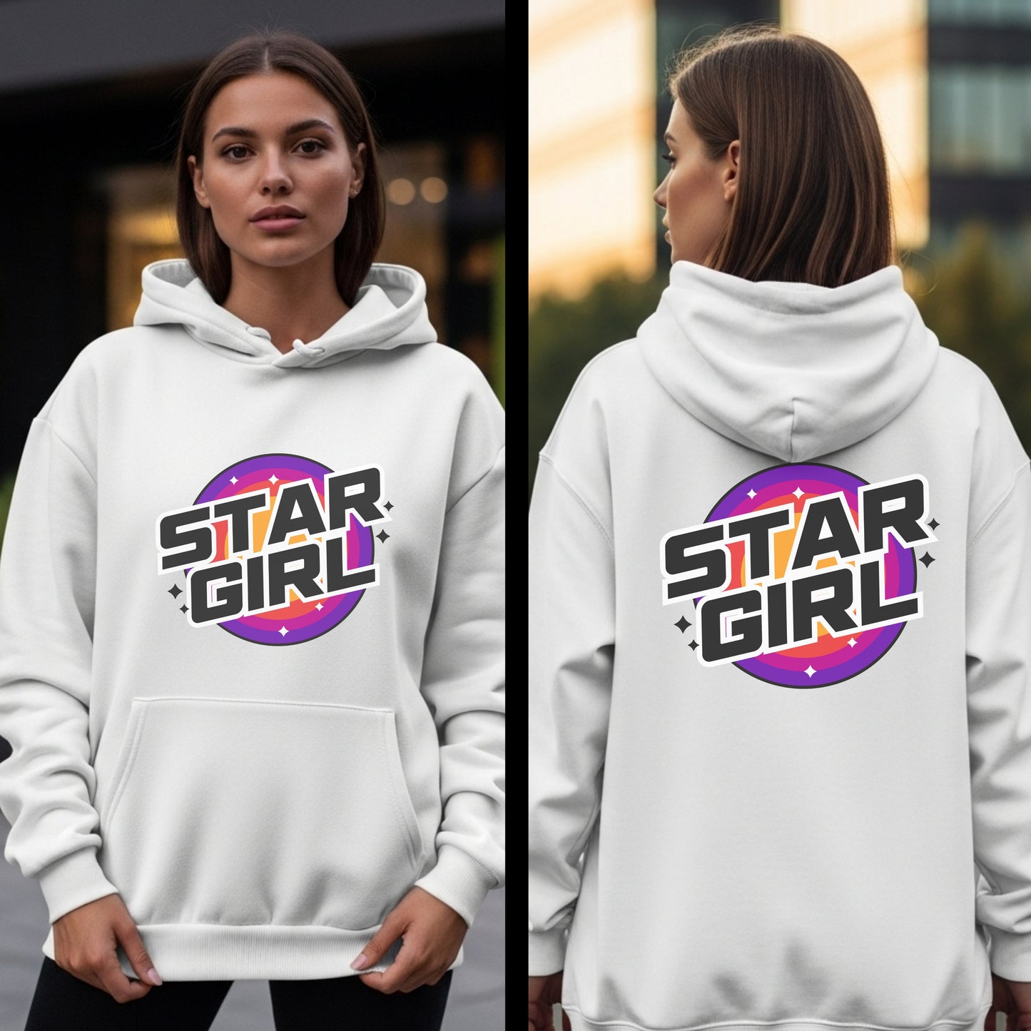 Star Girl - Retro Purple Pink Gradient Cosmic Universe Dreamer Statement Artwork