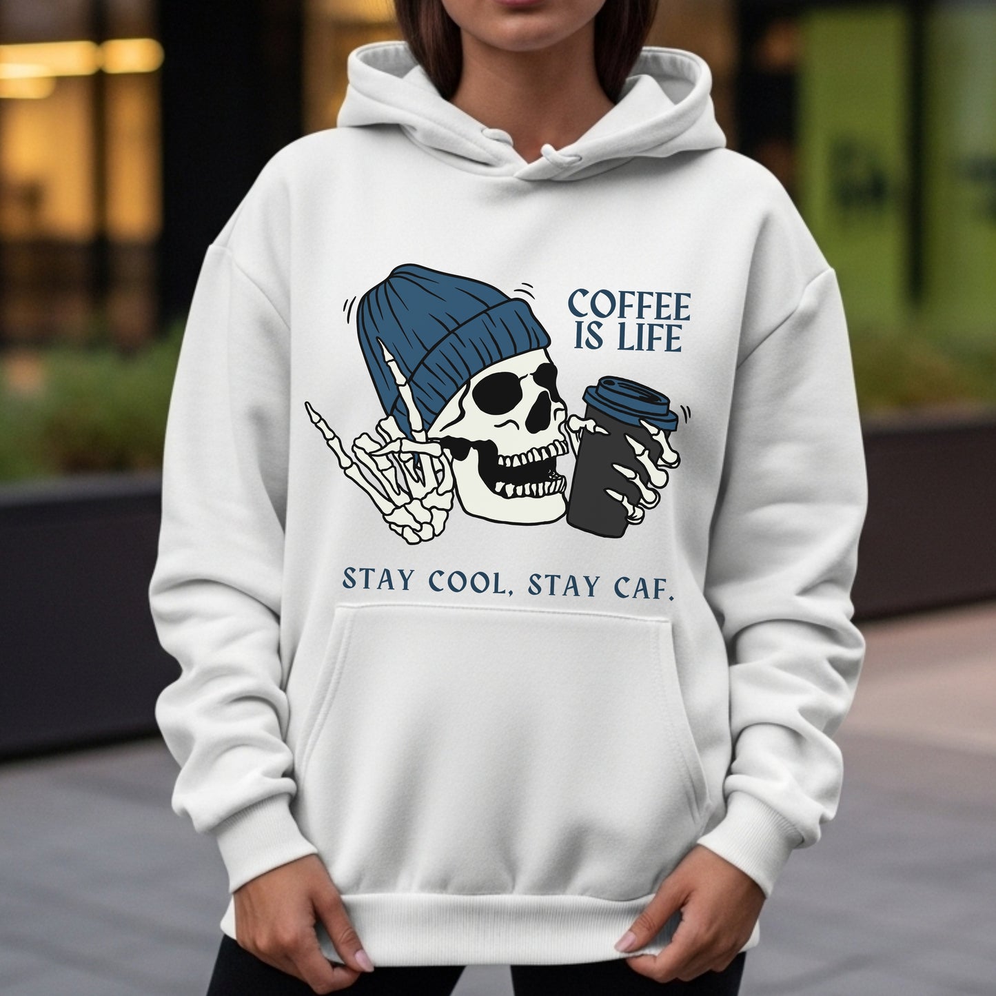 Coffee Is Life - Edgy Skull Beanie Caffeine Addict Humor Statement Artwork