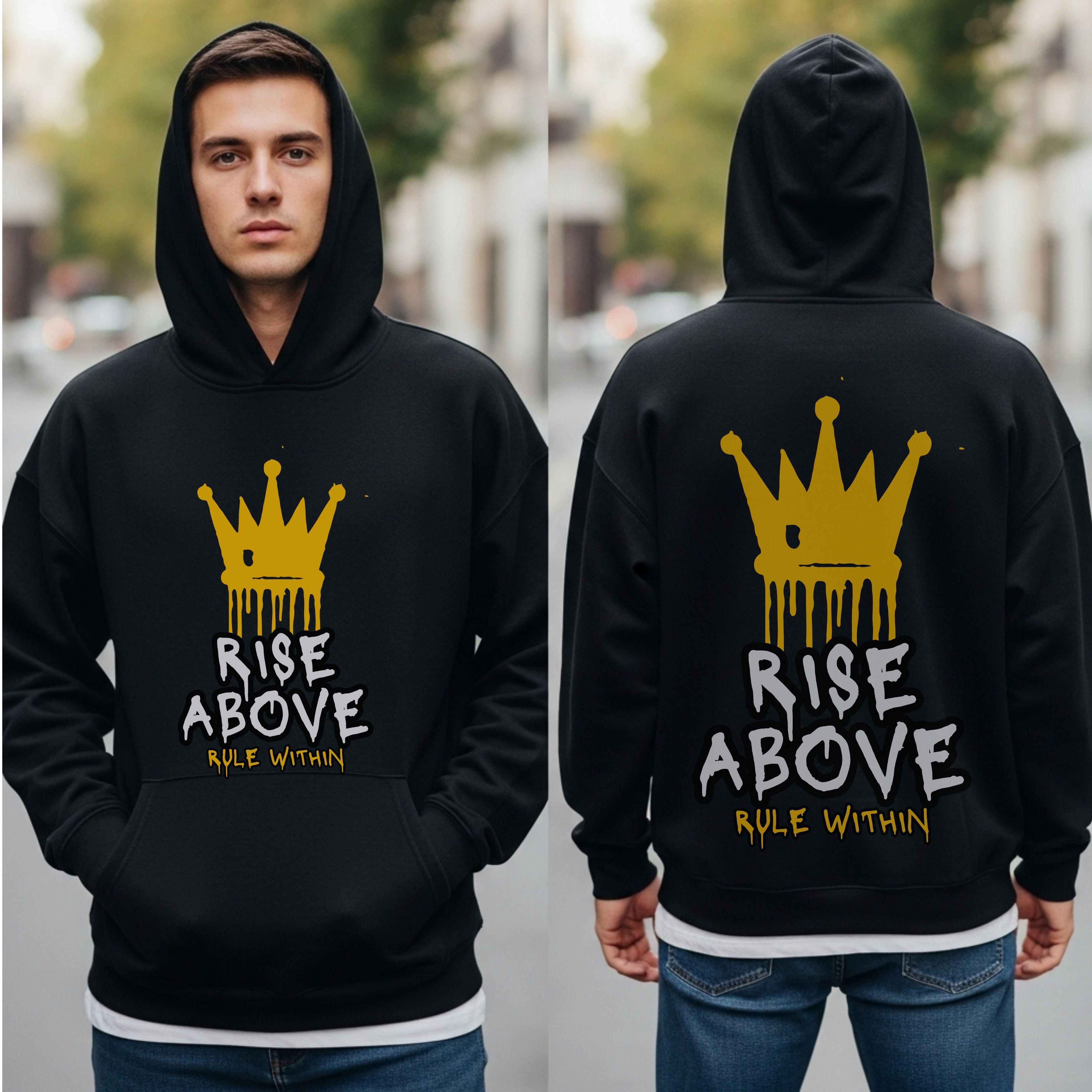 Rise Above Rule Within - Crown Dripping Motivational Statement Artwork