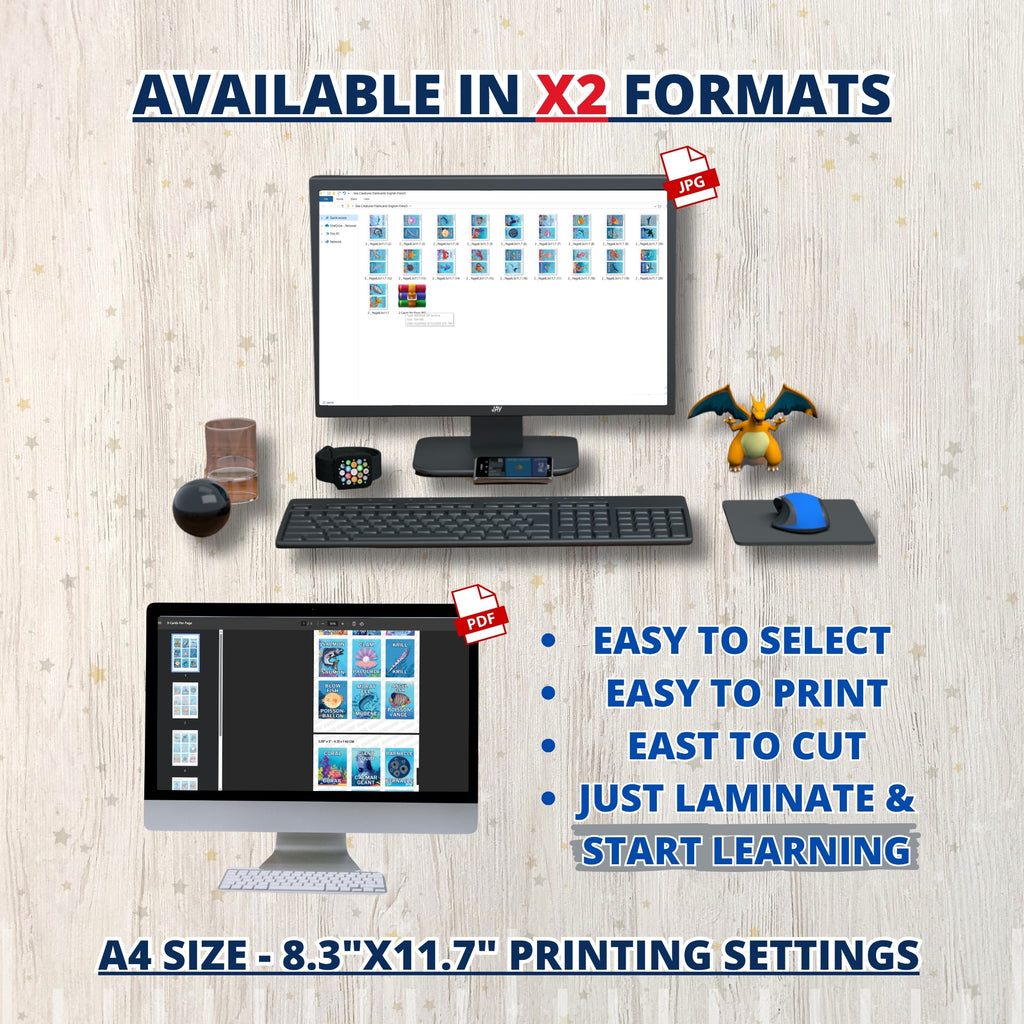 Sea Creatures English-French Flashcards