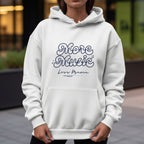 More Music Less Drama - Retro Bubble Script Musical Notes Priority Statement Artwork