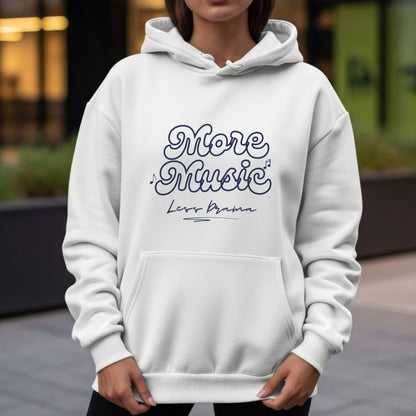 More Music Less Drama - Retro Bubble Script Musical Notes Priority Statement Artwork