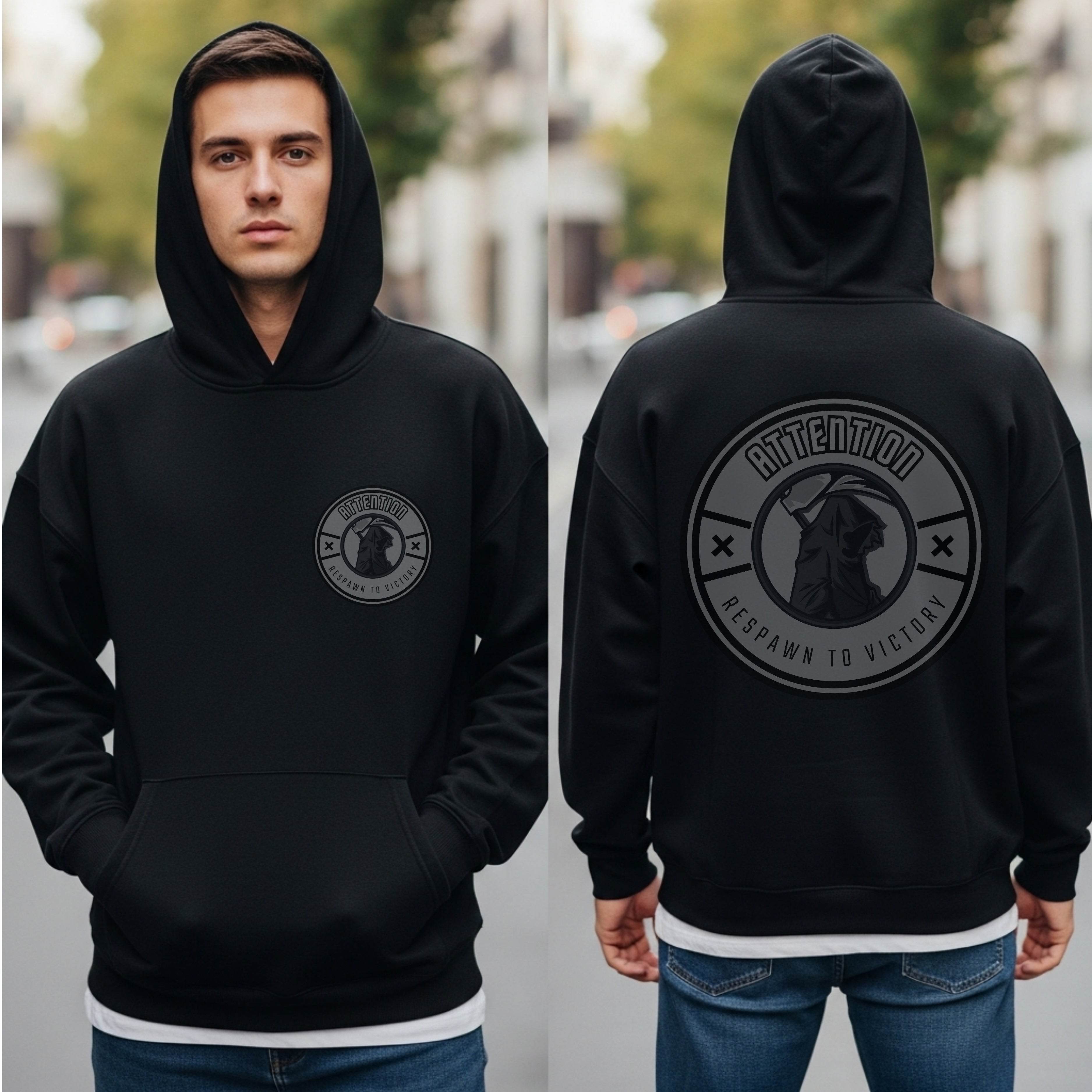 Attention Respawn To Victory - Gaming Warrior Motivational Statement Artwork