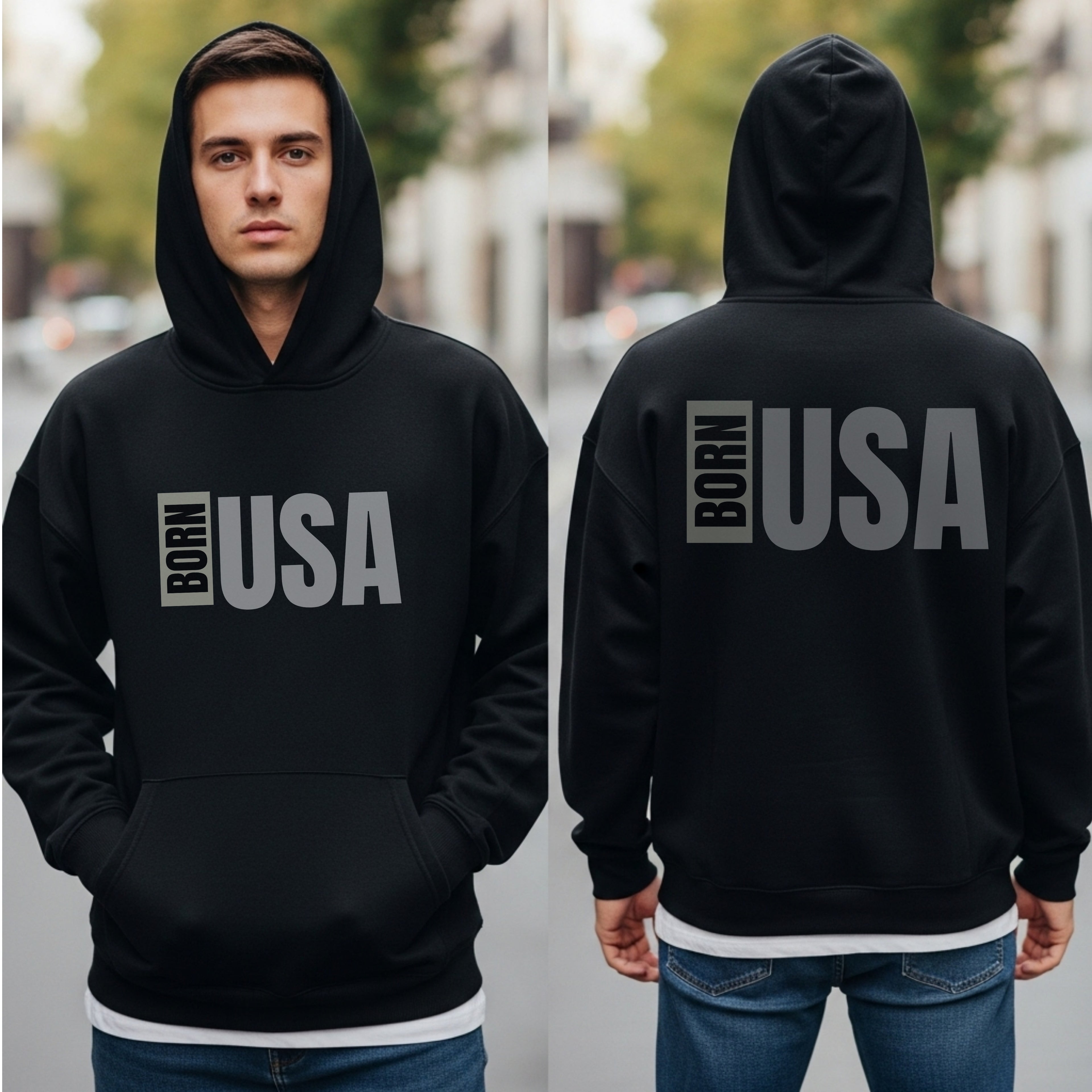 Born USA - Patriotic Minimalist Statement Gym & Fitness Artwork