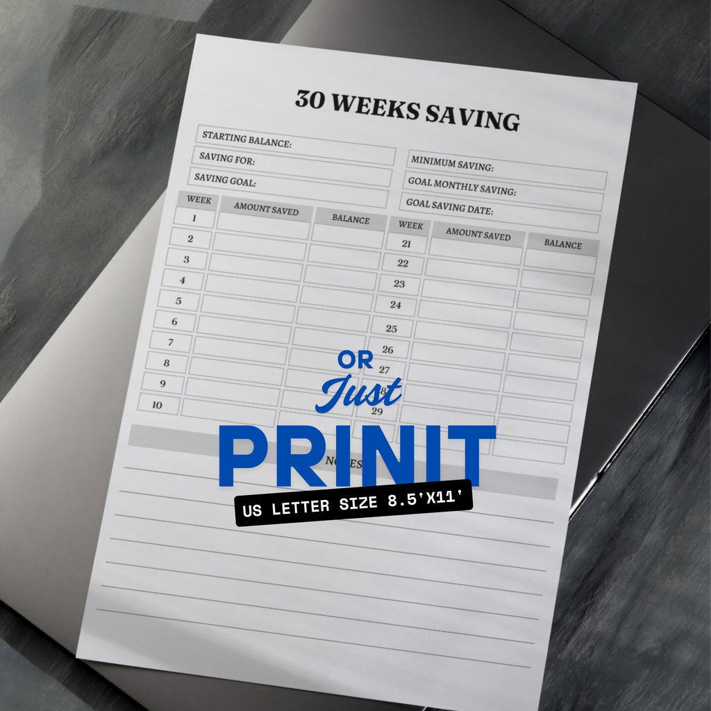30 Weeks Saving Tracker