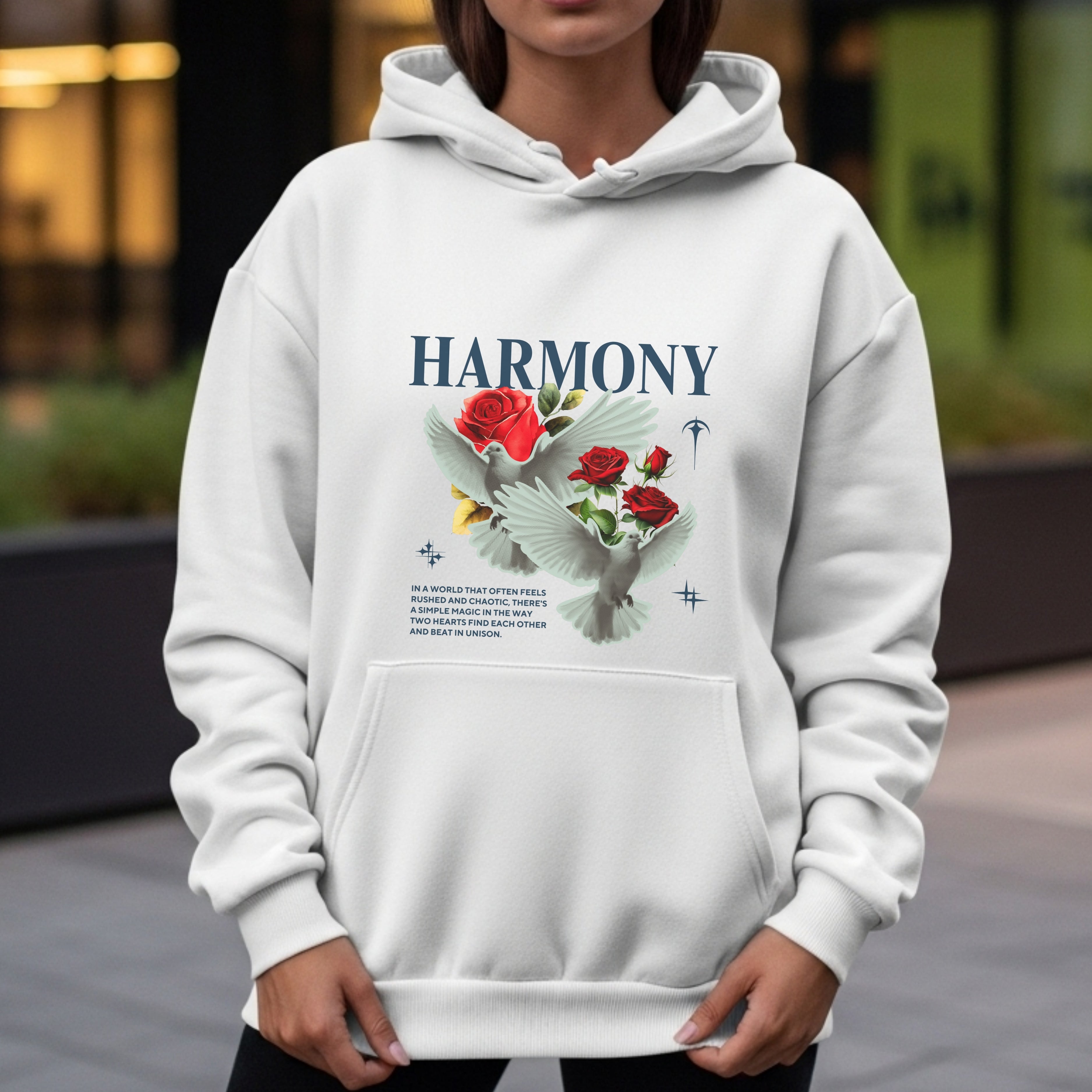 Harmony - Peaceful Doves & Roses Unity Connection Nature Statement Artwork