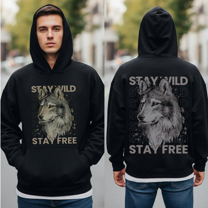 Stay Wild Stay Free - Wolf Nature Freedom Statement Artwork
