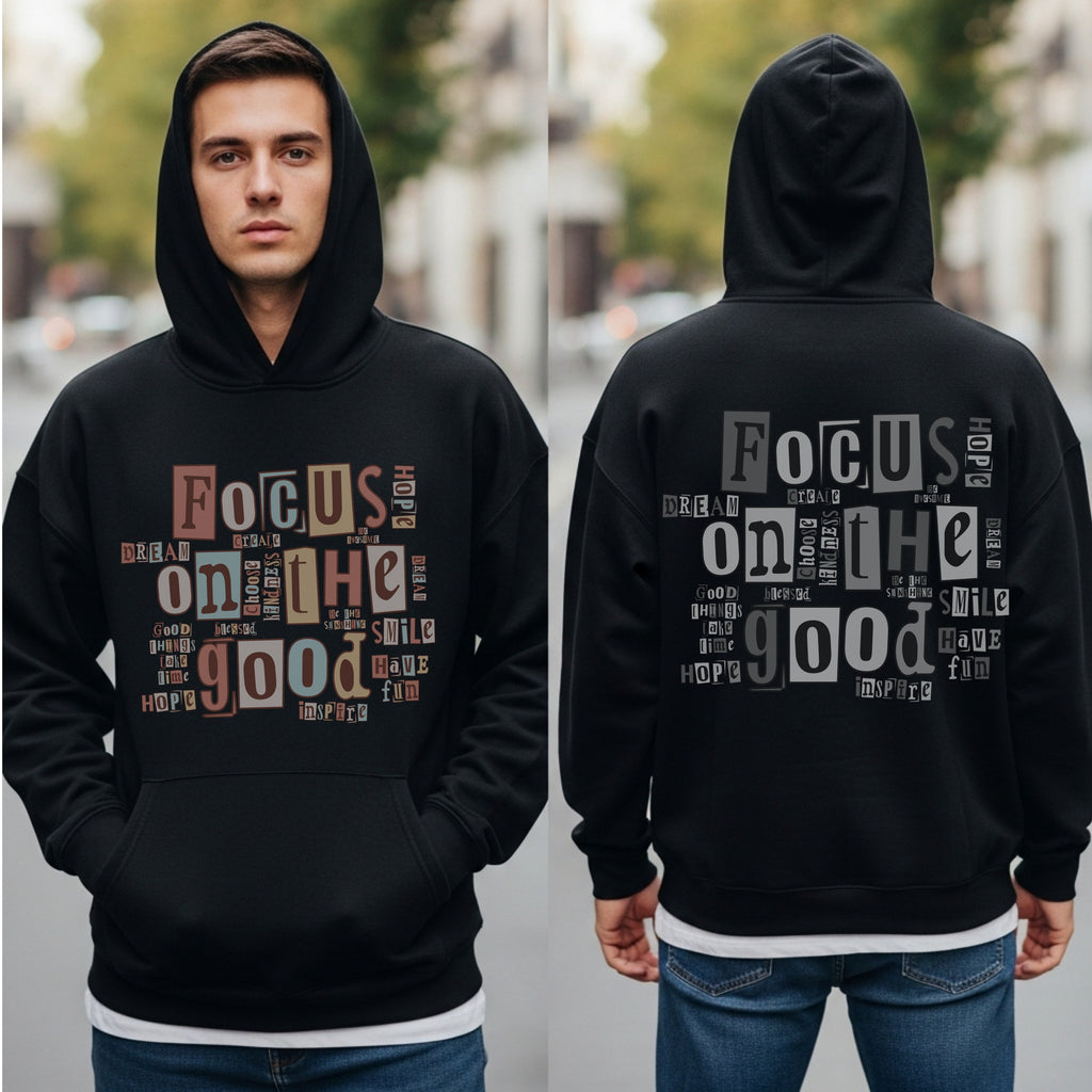 "Focus On The Good - Ransom Note Positivity Collage Statement Artwork