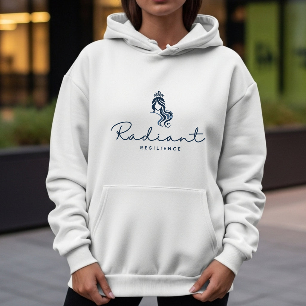 Radiant Resilience - Crown Silhouette Woman Elegant Script Strength Statement Artwork