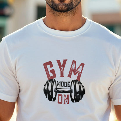 Gym Mode On - Intense Workout Motivation Barbell Statement Artwork