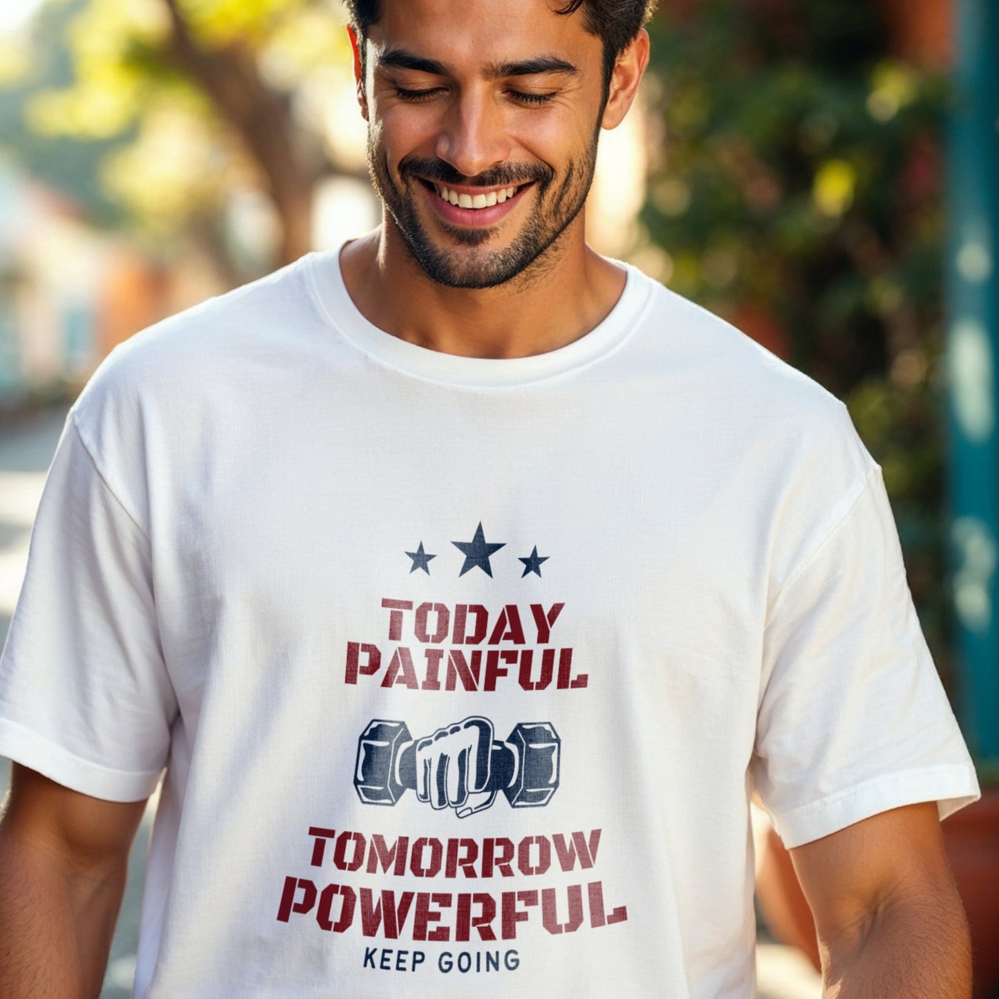Today Painful Tomorrow Powerful - Motivational Fitness Training Statement Artwork