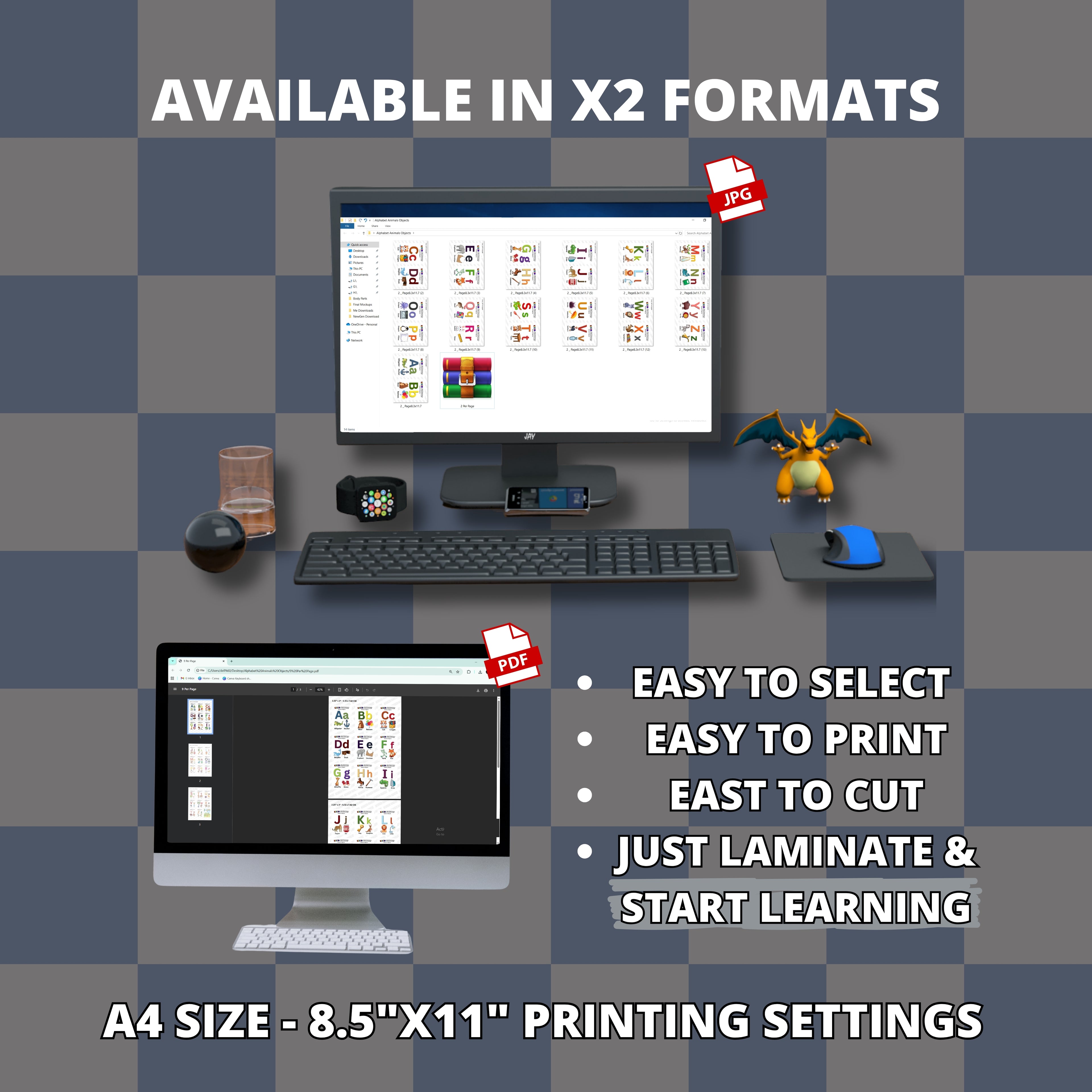 Animals & Objects Alphabet Flashcards