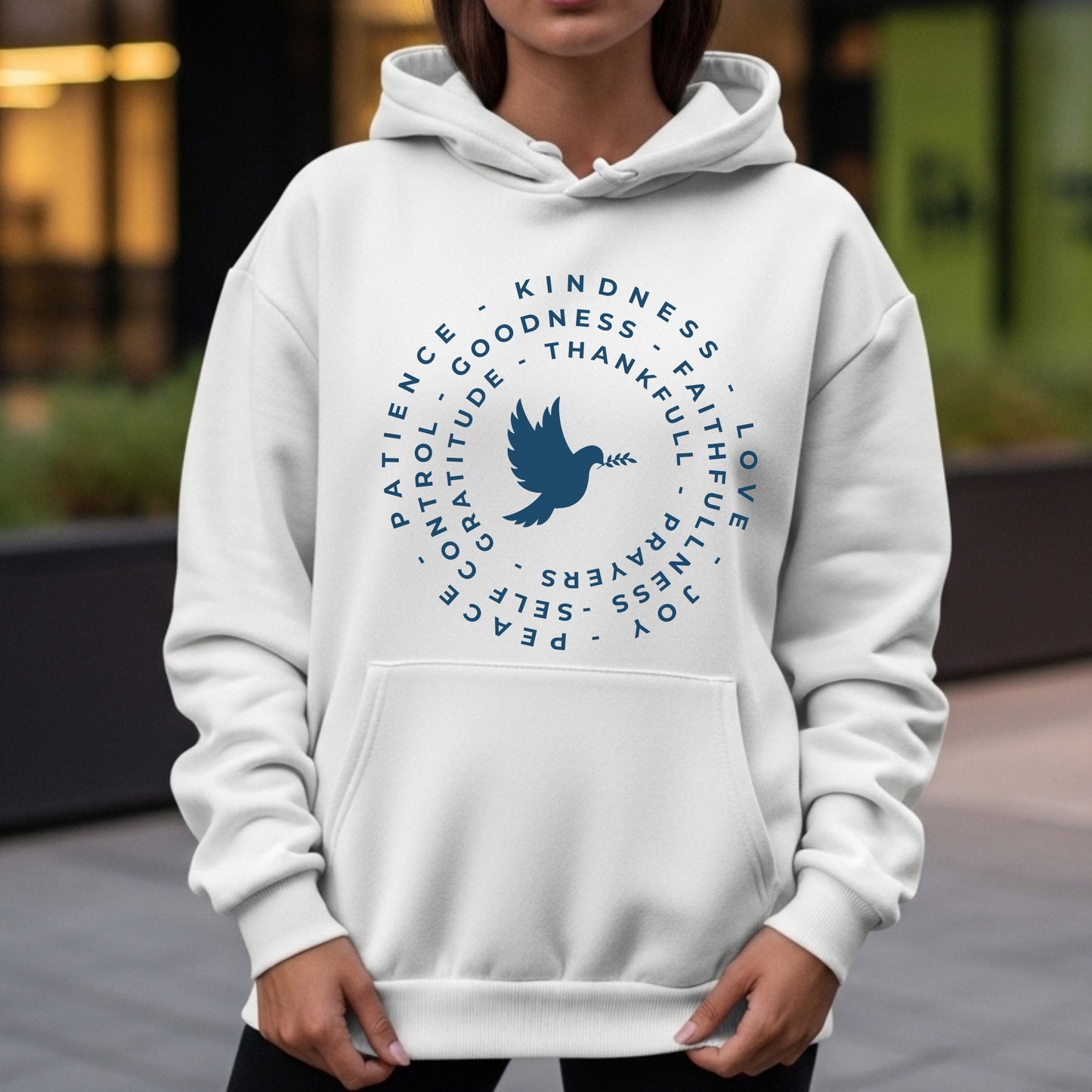 Patience Kindness Faith Love - Circular Virtue Dove Peace Statement Artwork