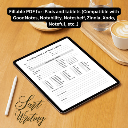 Camping Journal & RV Travel Logbook Sheets x2