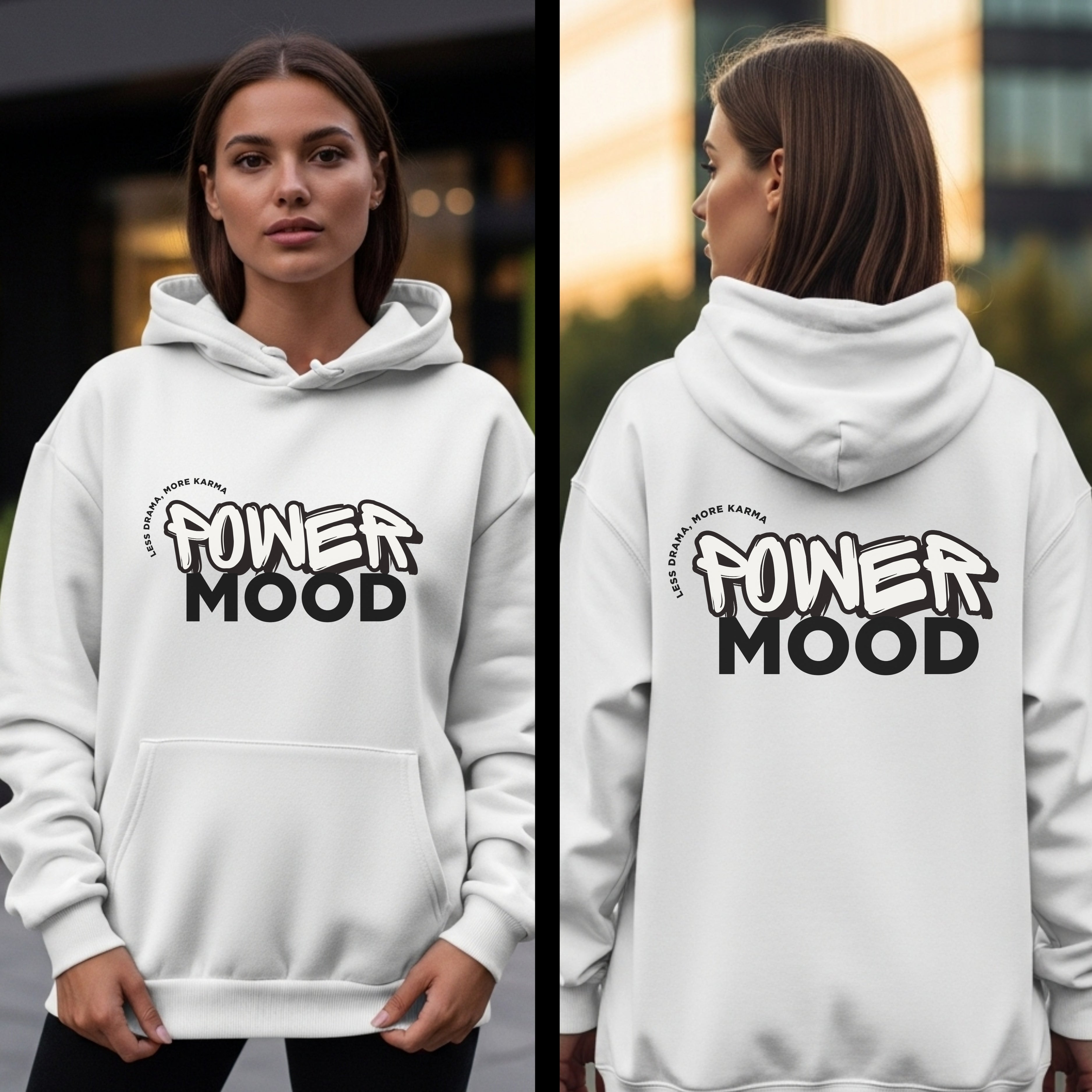 Power Mood Less Drama More Karma - Bold Graffiti Street Typography Statement Artwork
