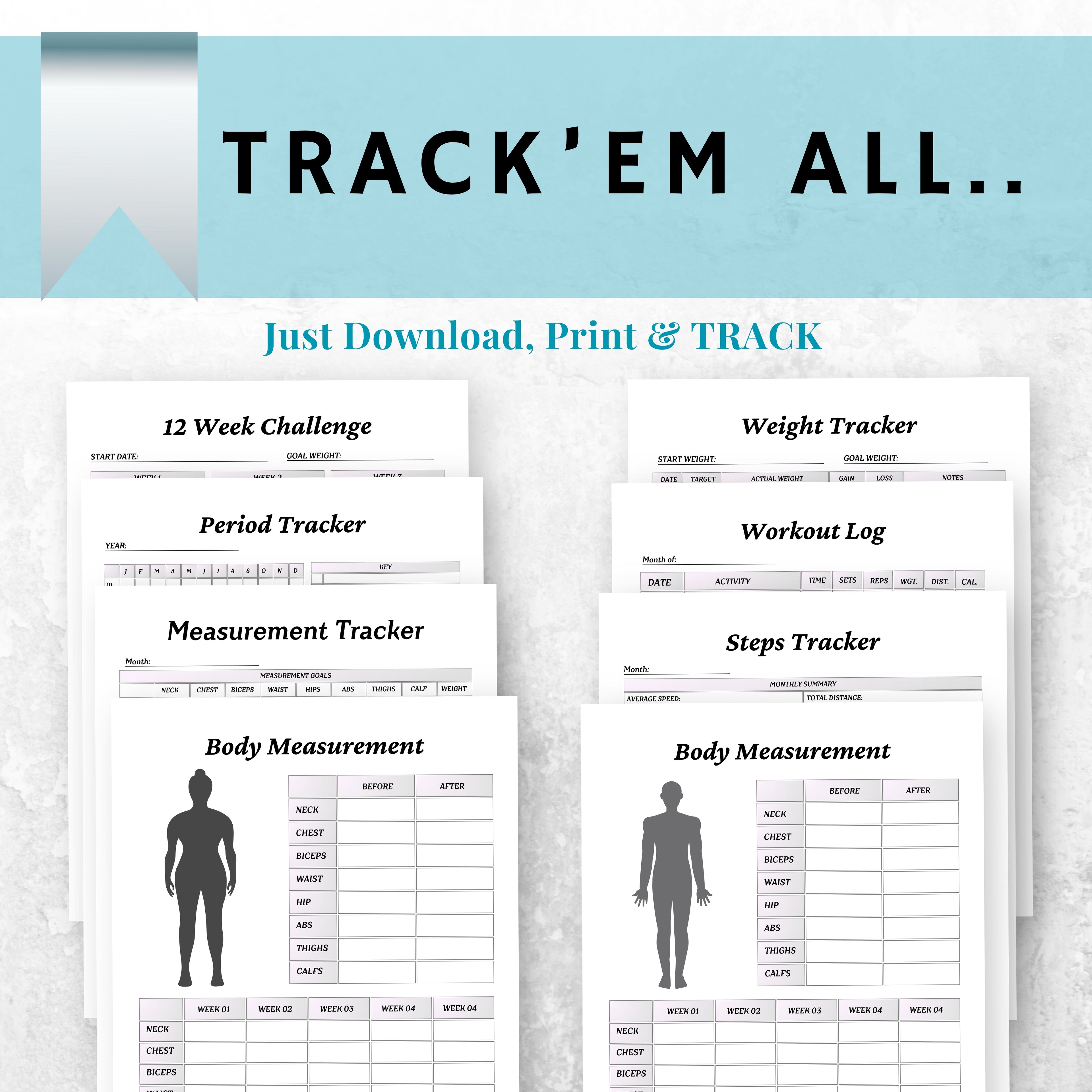 2026 Fitness Planner & Trackers Bundle