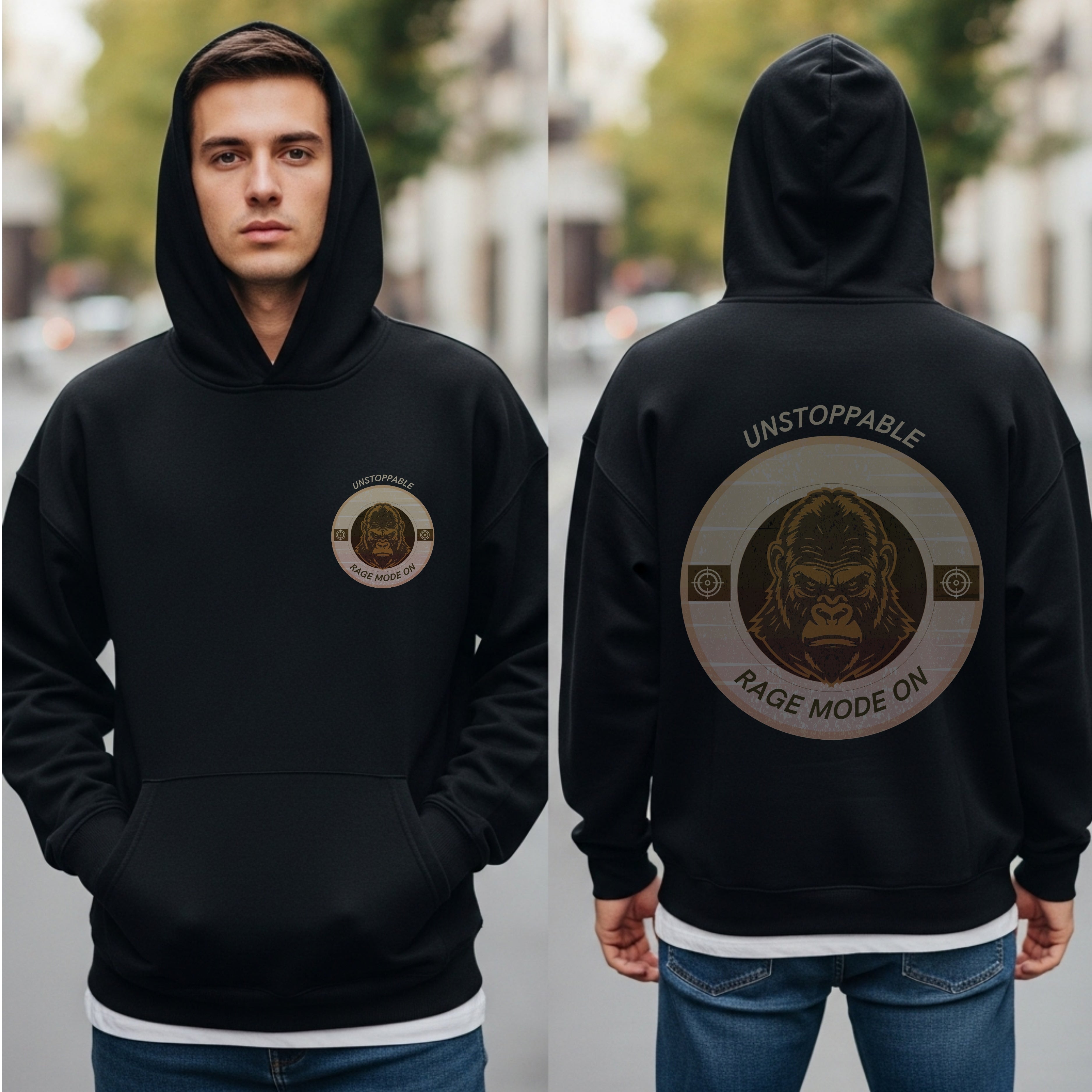 Unstoppable Rage Mode On - Gorilla Fitness Motivational Statement Artwork