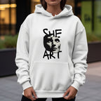She Art - Minimalist Black & White Portrait Typography Artistic Statement Artwork