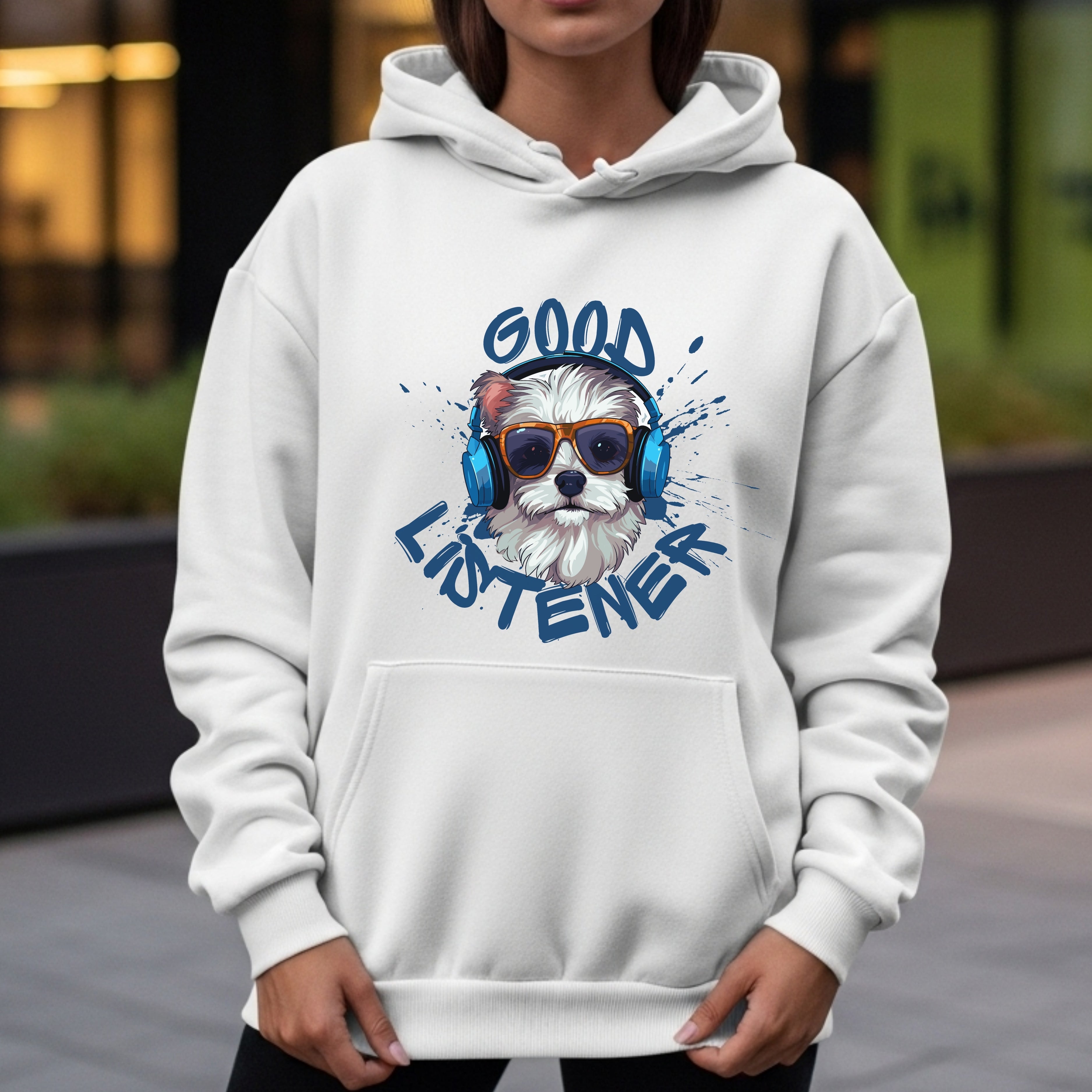 Good Listener - Cool Dog Headphones Music Humor Statement Artwork