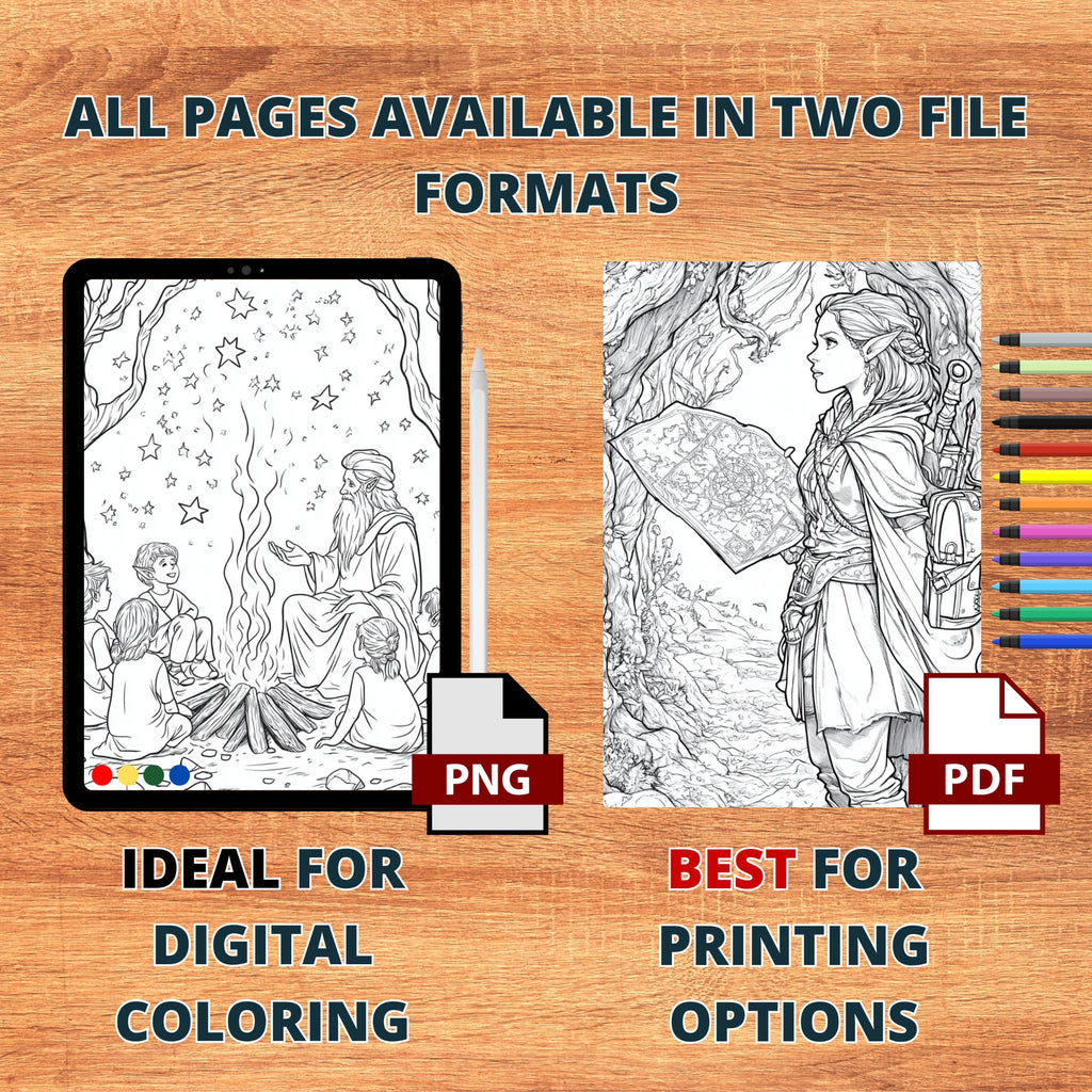 Woodland Elves Coloring Book Pages