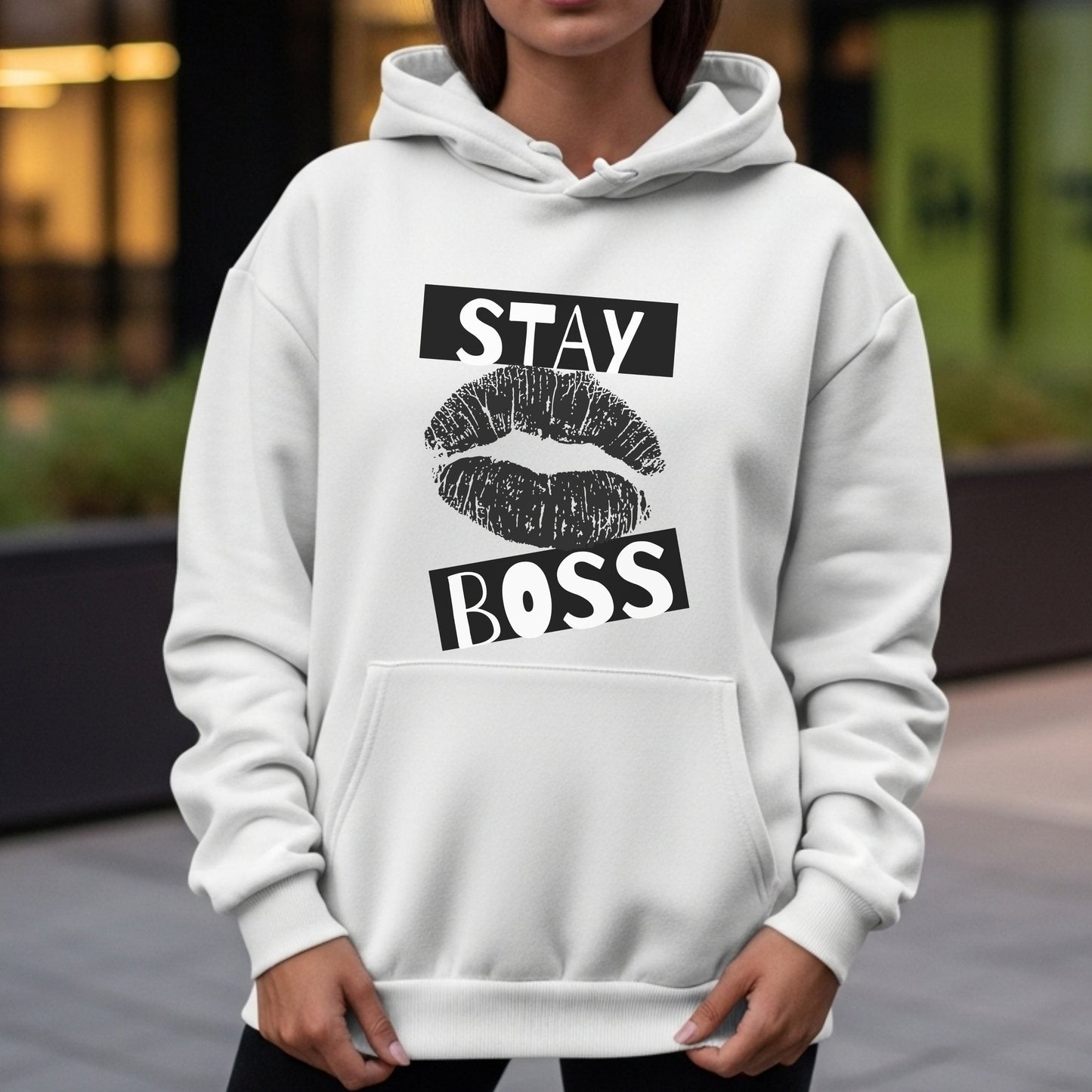 Stay Boss - Bold Lips Print Typography Confidence Authority Statement Artwork