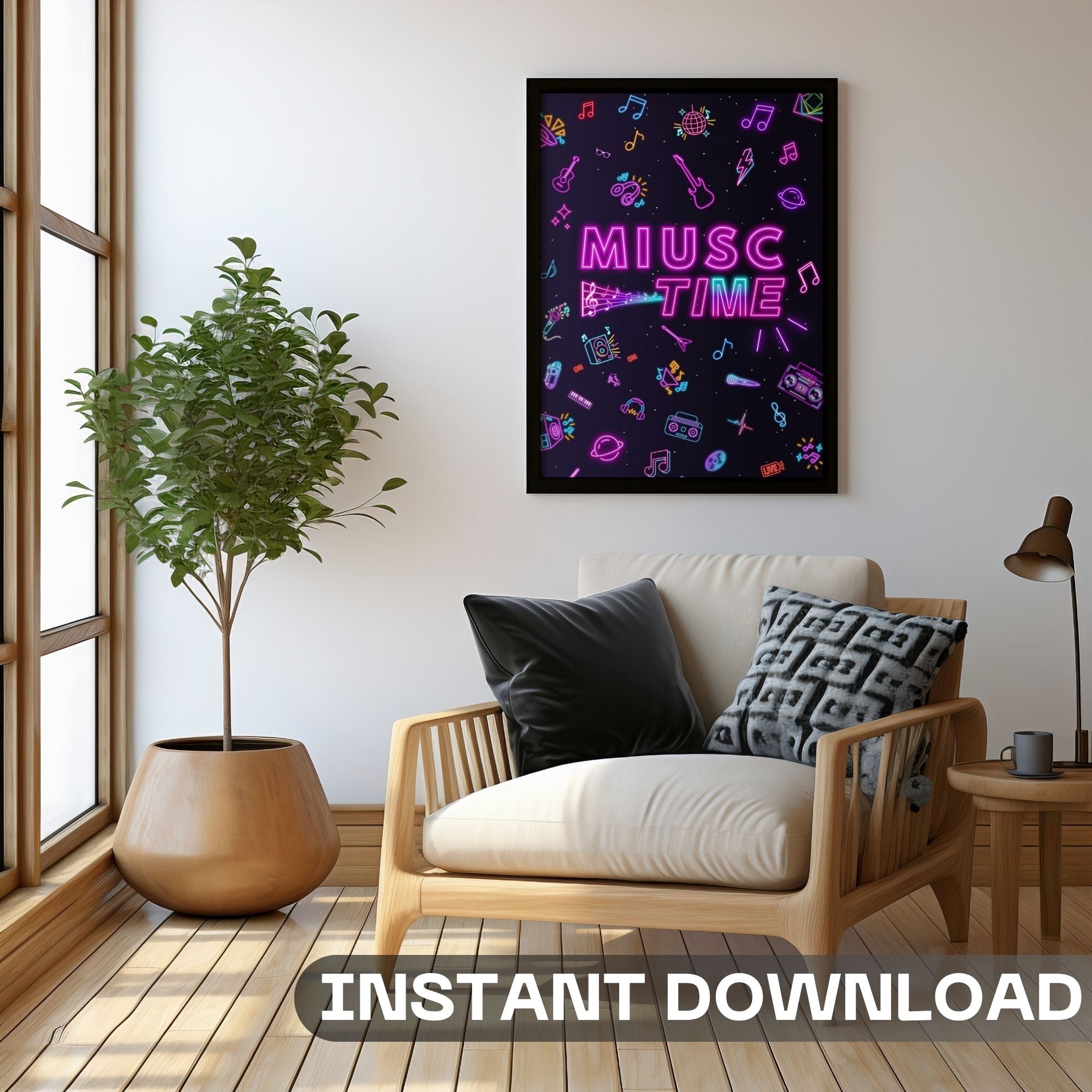 Music Time Neon Wall Art