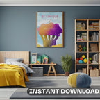 Be Unique - Inspirational Wall Art with Vibrant Rainbow Trees