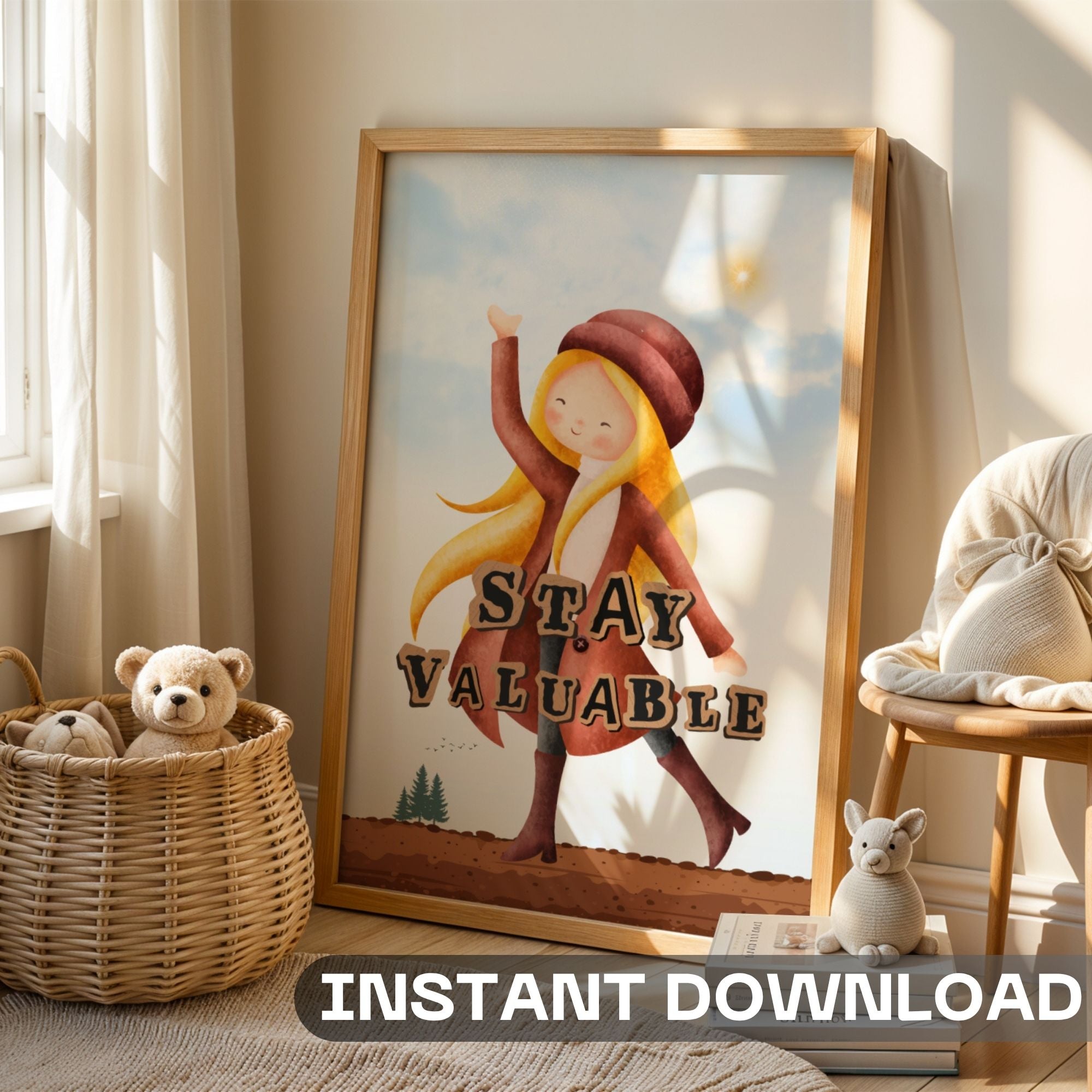 Stay Valuable - Whimsical Character Empowerment Wall Art