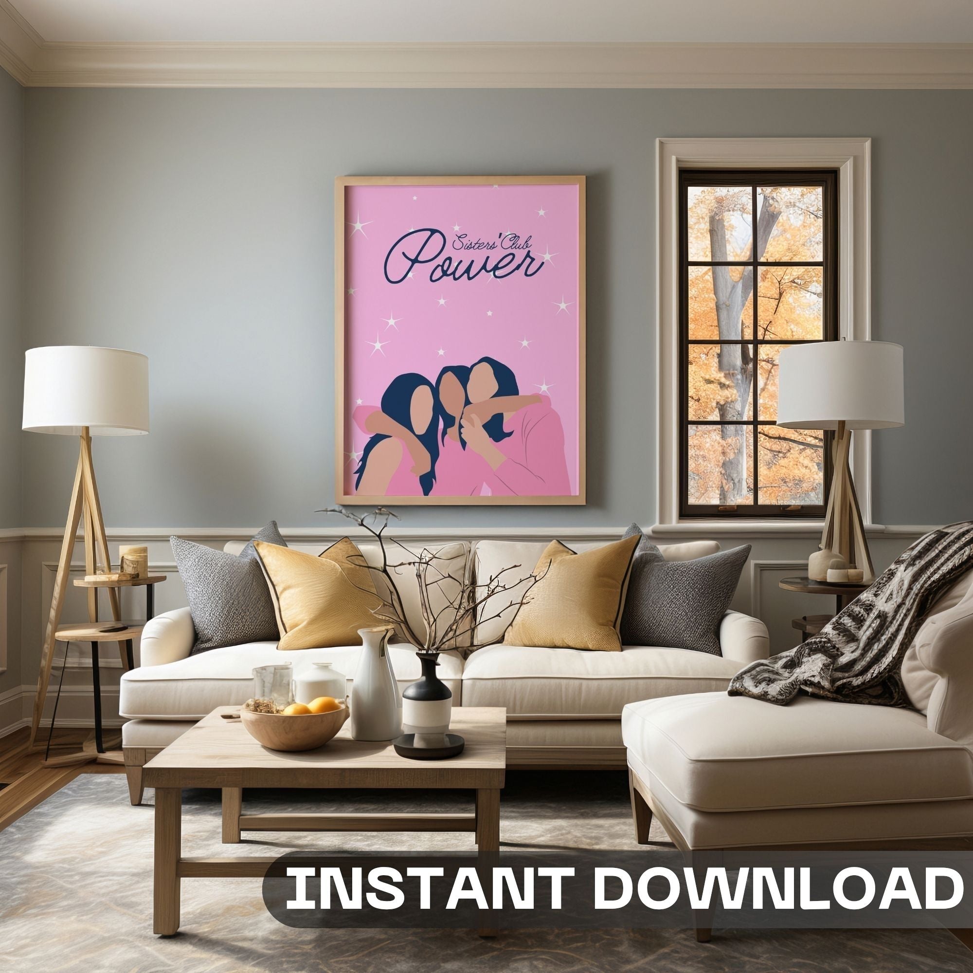 Sisters Club Power - Feminine Sisterhood Wall Art