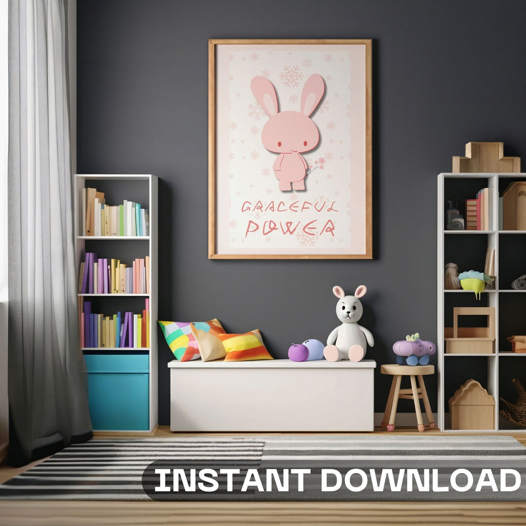 Graceful Power - Minimalist Bunny Winter Wall Art