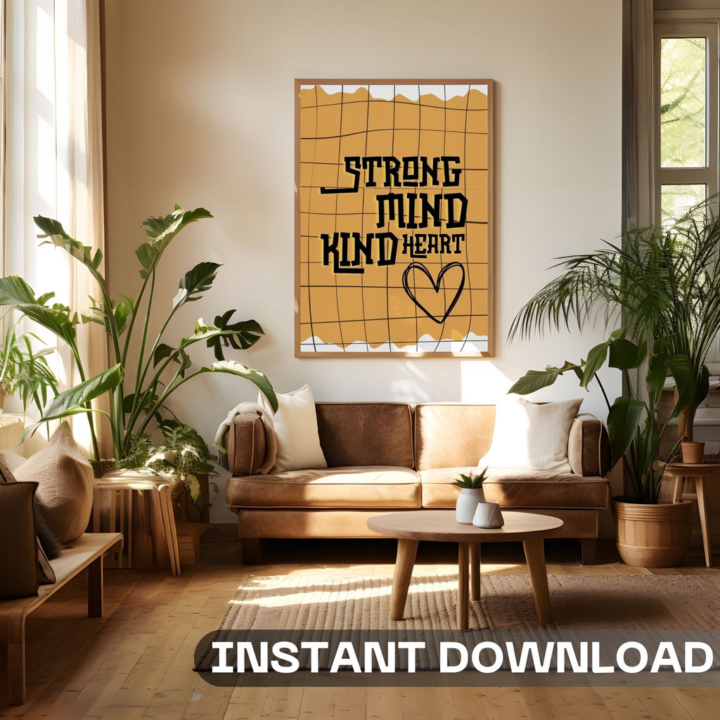 Strong Mind Kind Heart - Modern Abstract Grid Wall Art