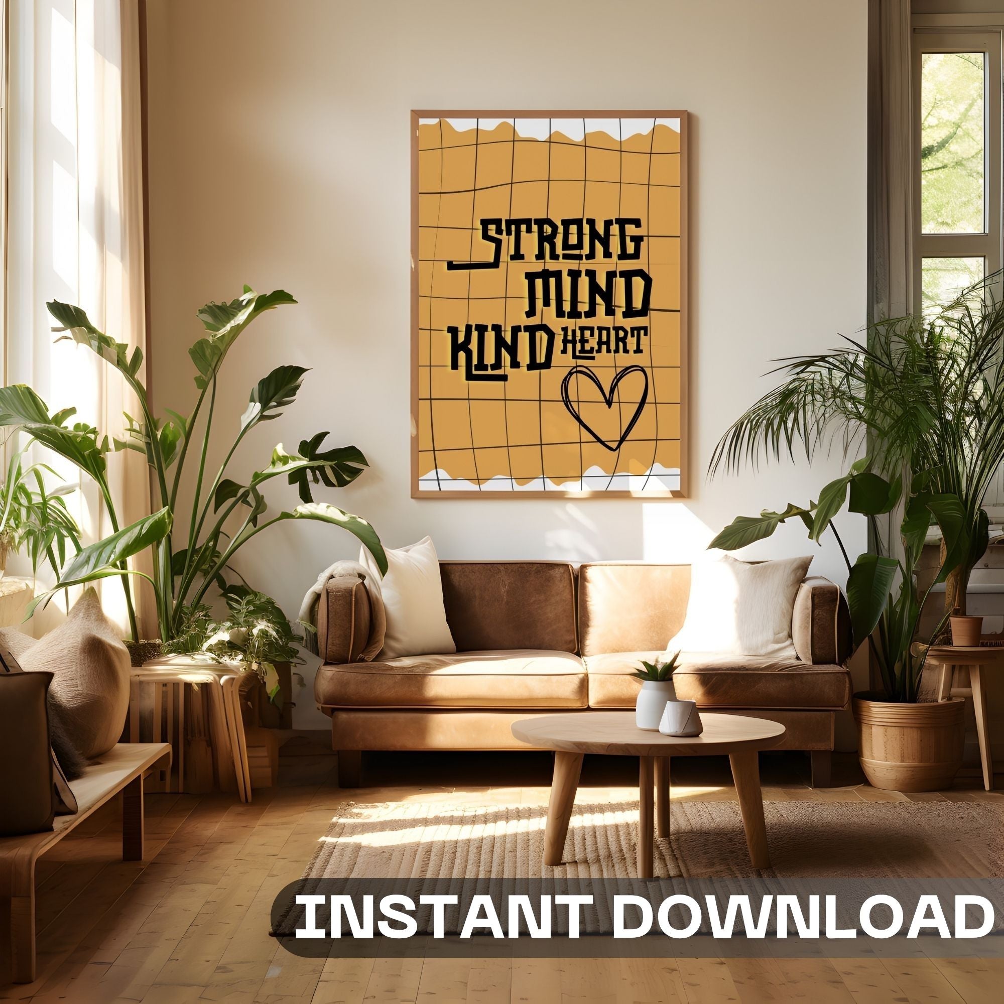 Strong Mind Kind Heart - Modern Abstract Grid Wall Art