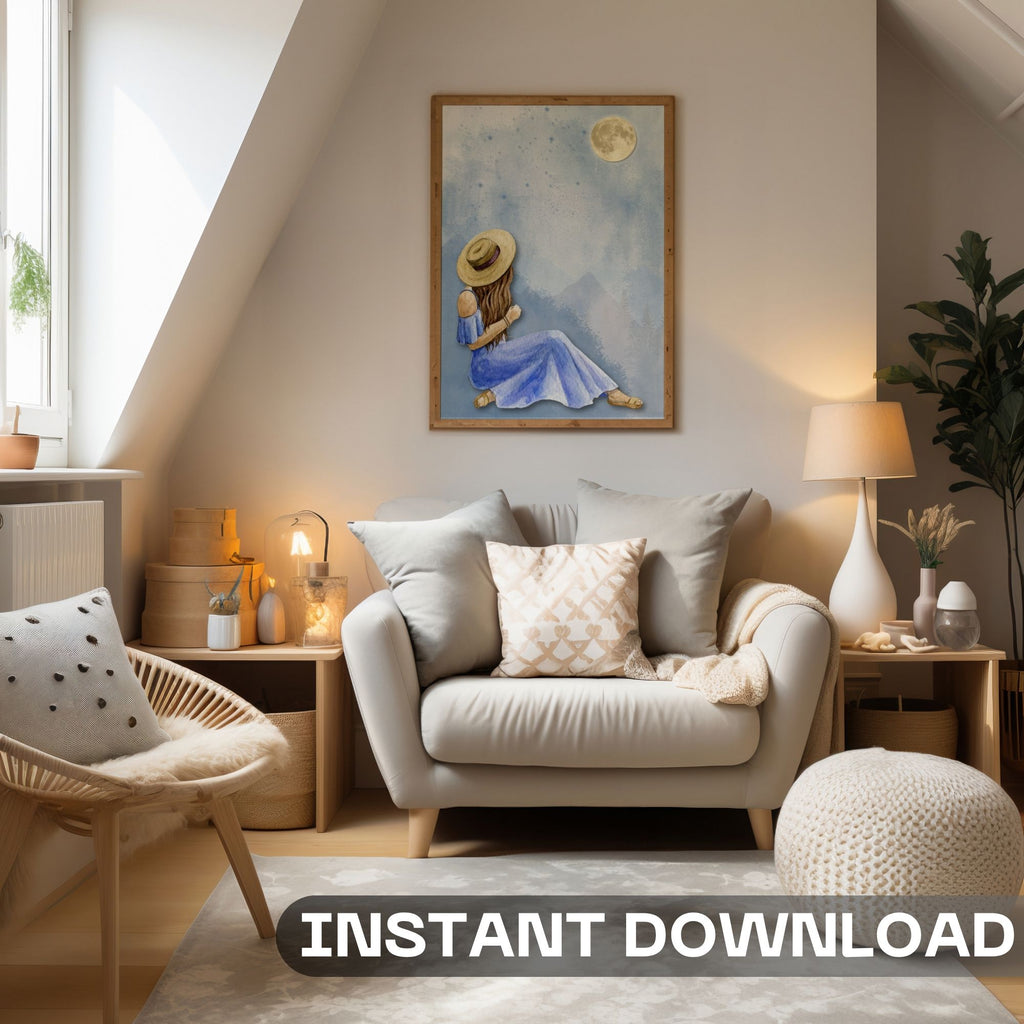 Moonlit Serenity - Mother &amp; Child Peaceful Moment Wall Art