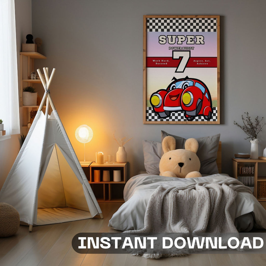 Super Power Buddy - Work Hard, Aspire, Act, Achieve Wall Art